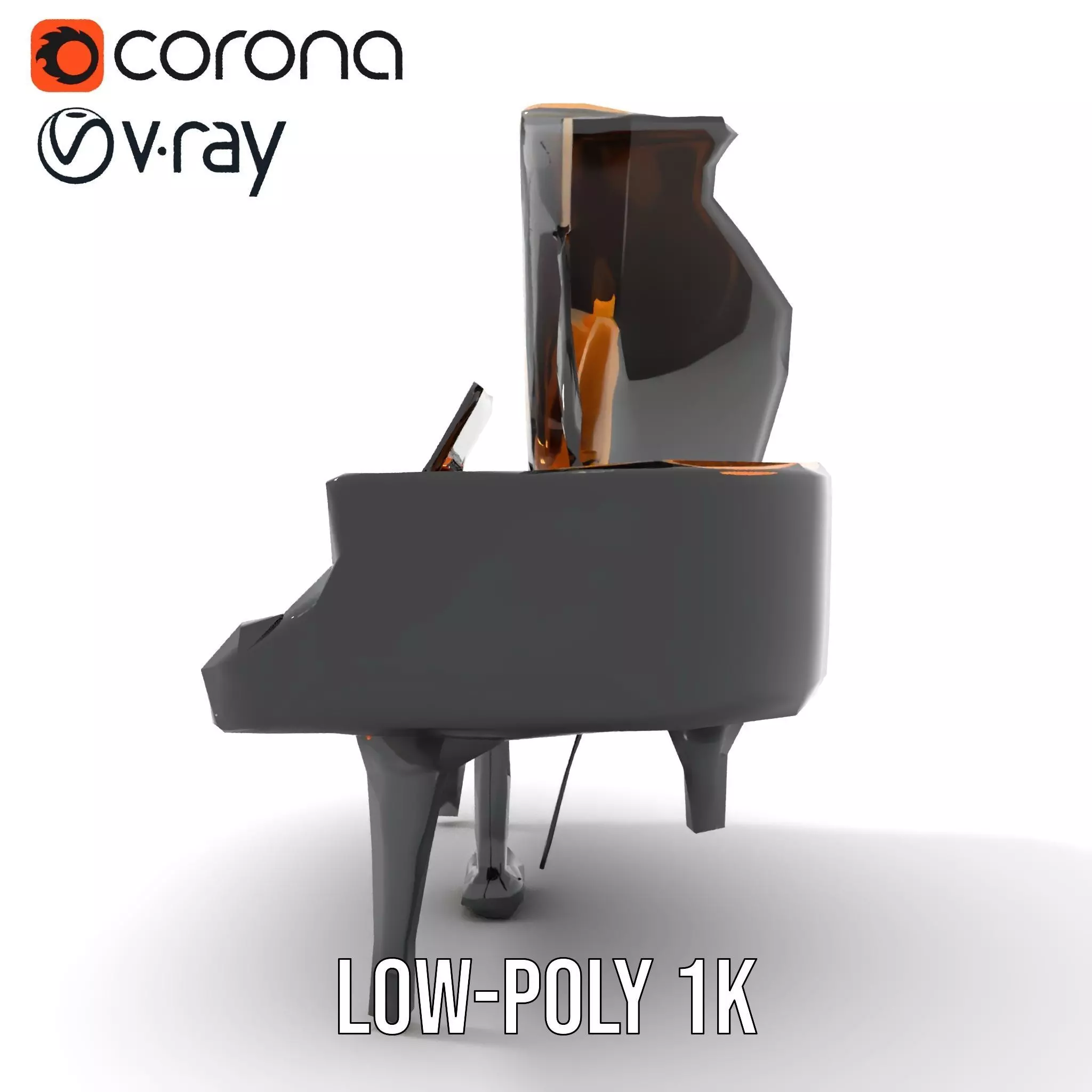 Elegant Black Grand Piano model pack Low-poly 3D model_14