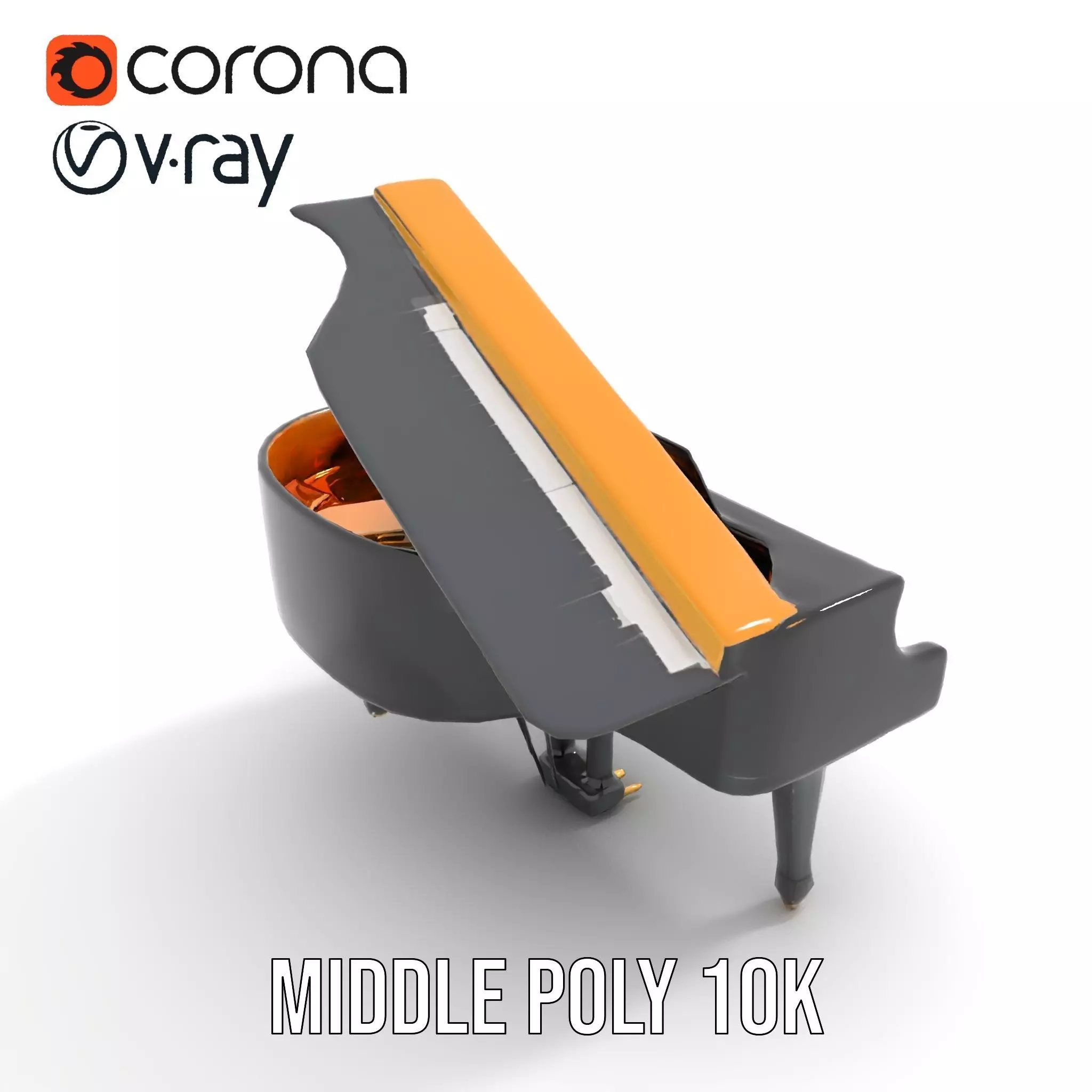 Elegant Black Grand Piano model pack Low-poly 3D model_13