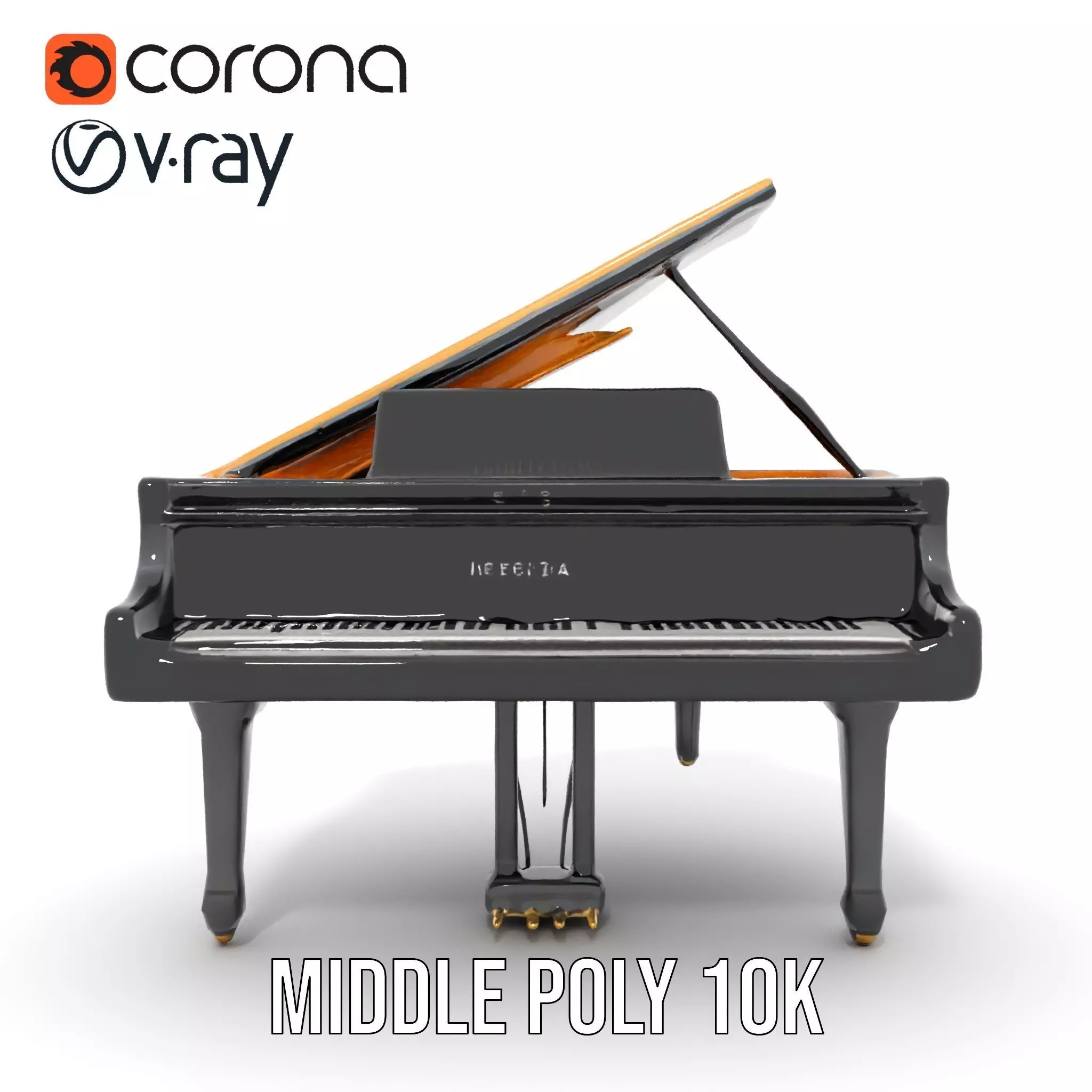 Elegant Black Grand Piano model pack Low-poly 3D model_11