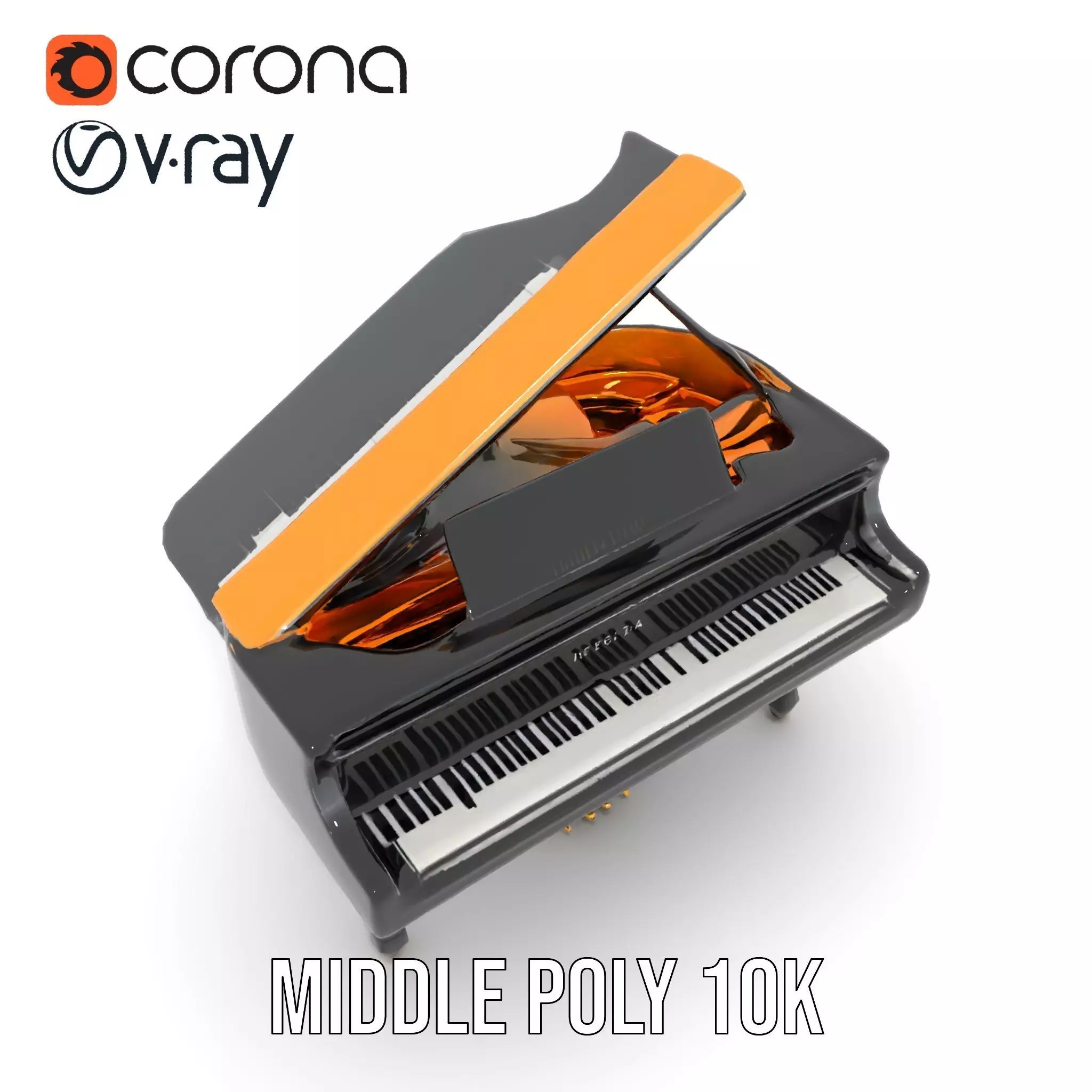 Elegant Black Grand Piano model pack Low-poly 3D model_15