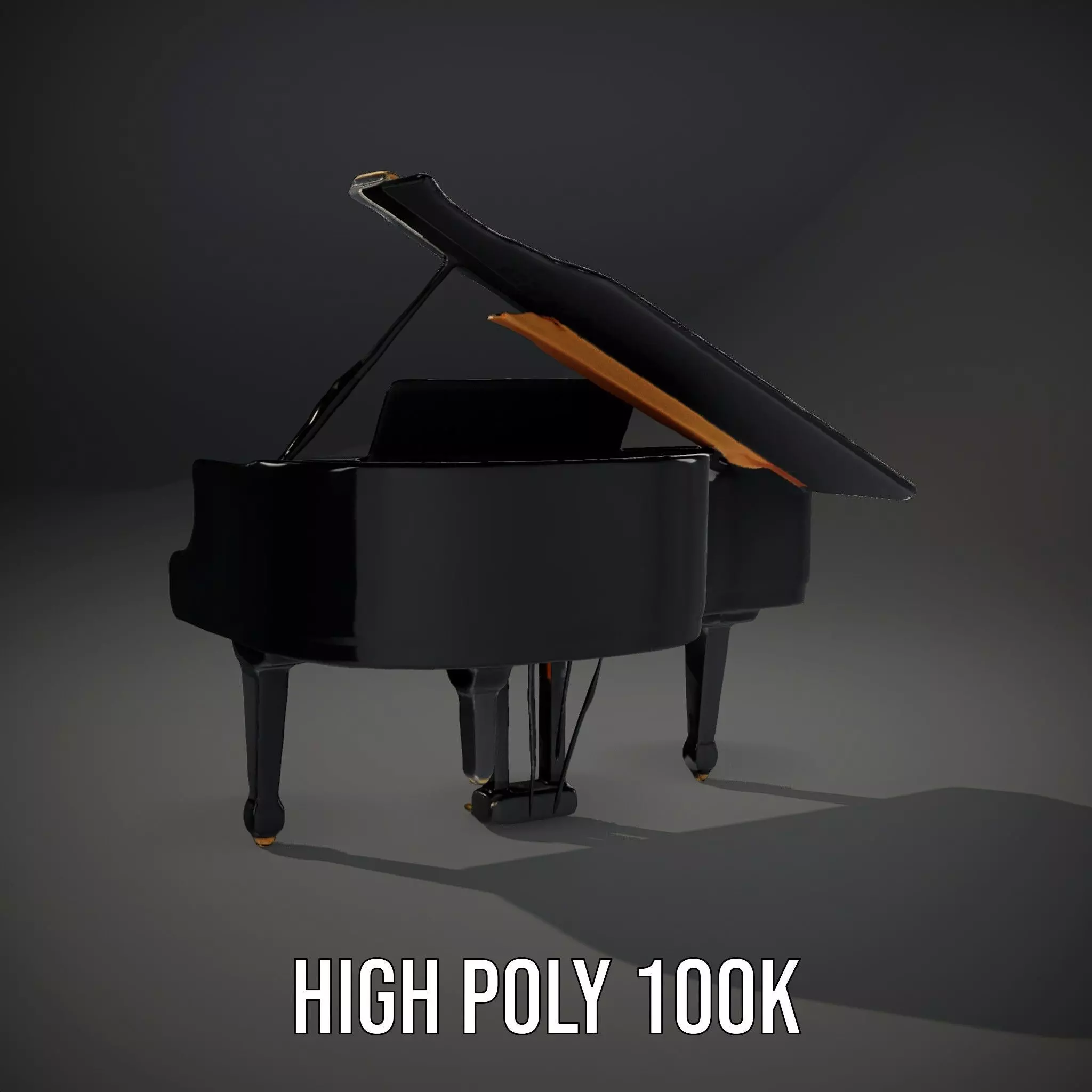 Elegant Black Grand Piano model pack Low-poly 3D model_8