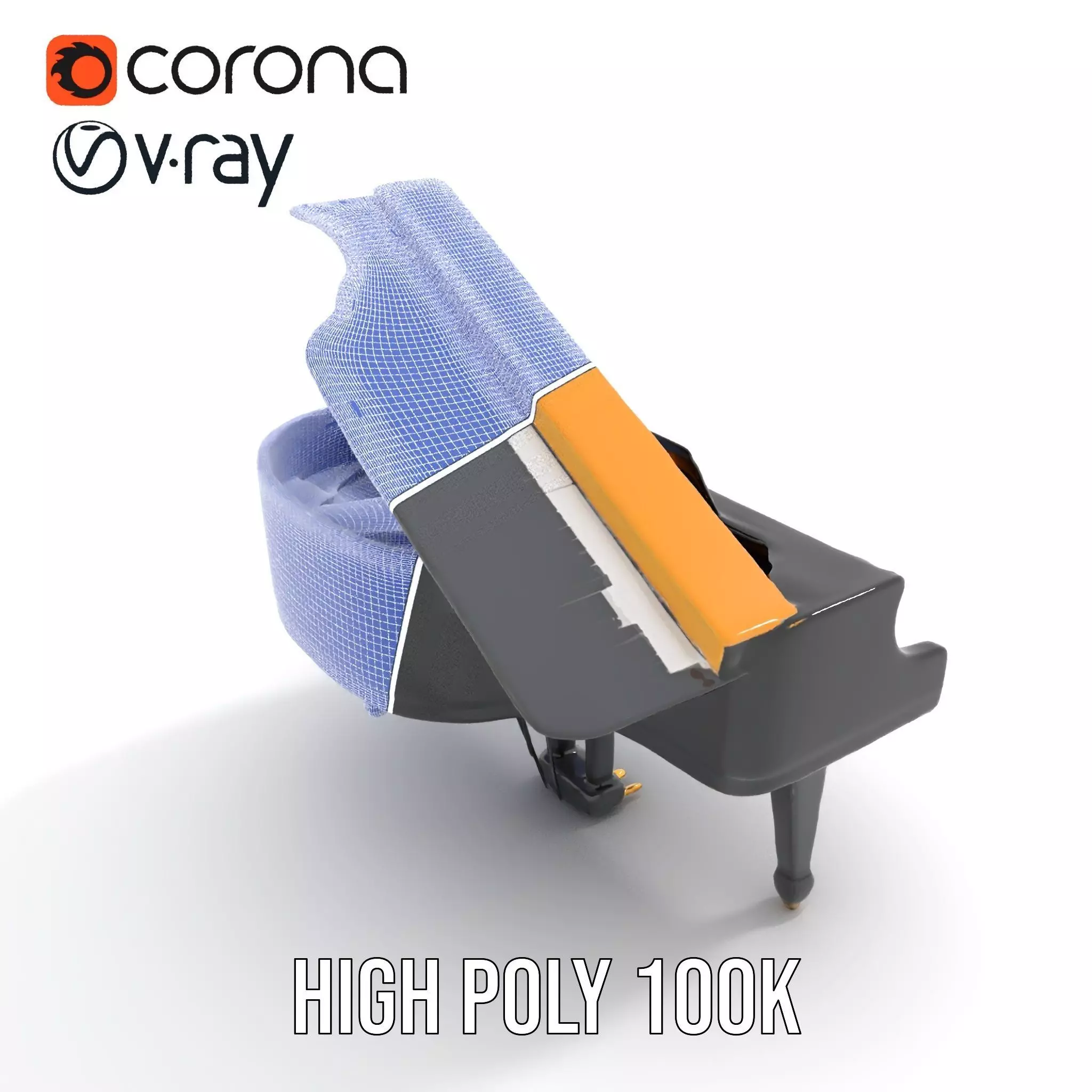 Elegant Black Grand Piano model pack Low-poly 3D model_33