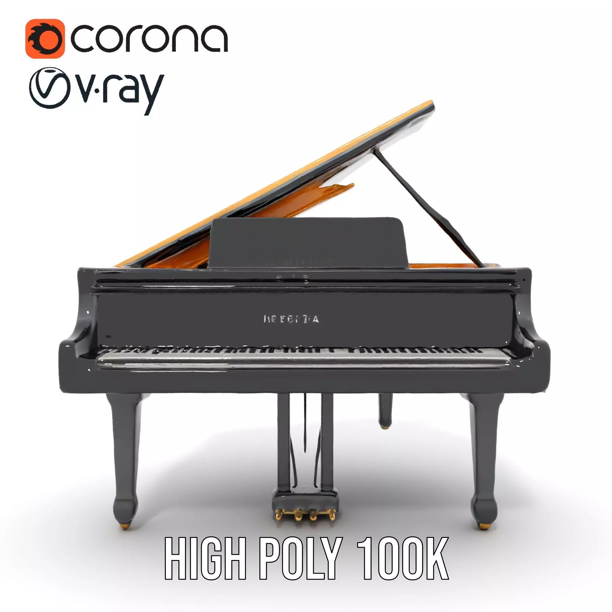 Elegant Black Grand Piano model pack Low-poly 3D model_34
