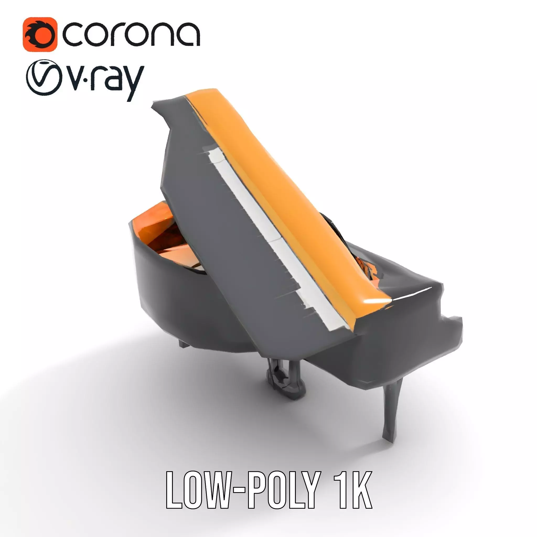 Elegant Black Grand Piano model pack Low-poly 3D model_7