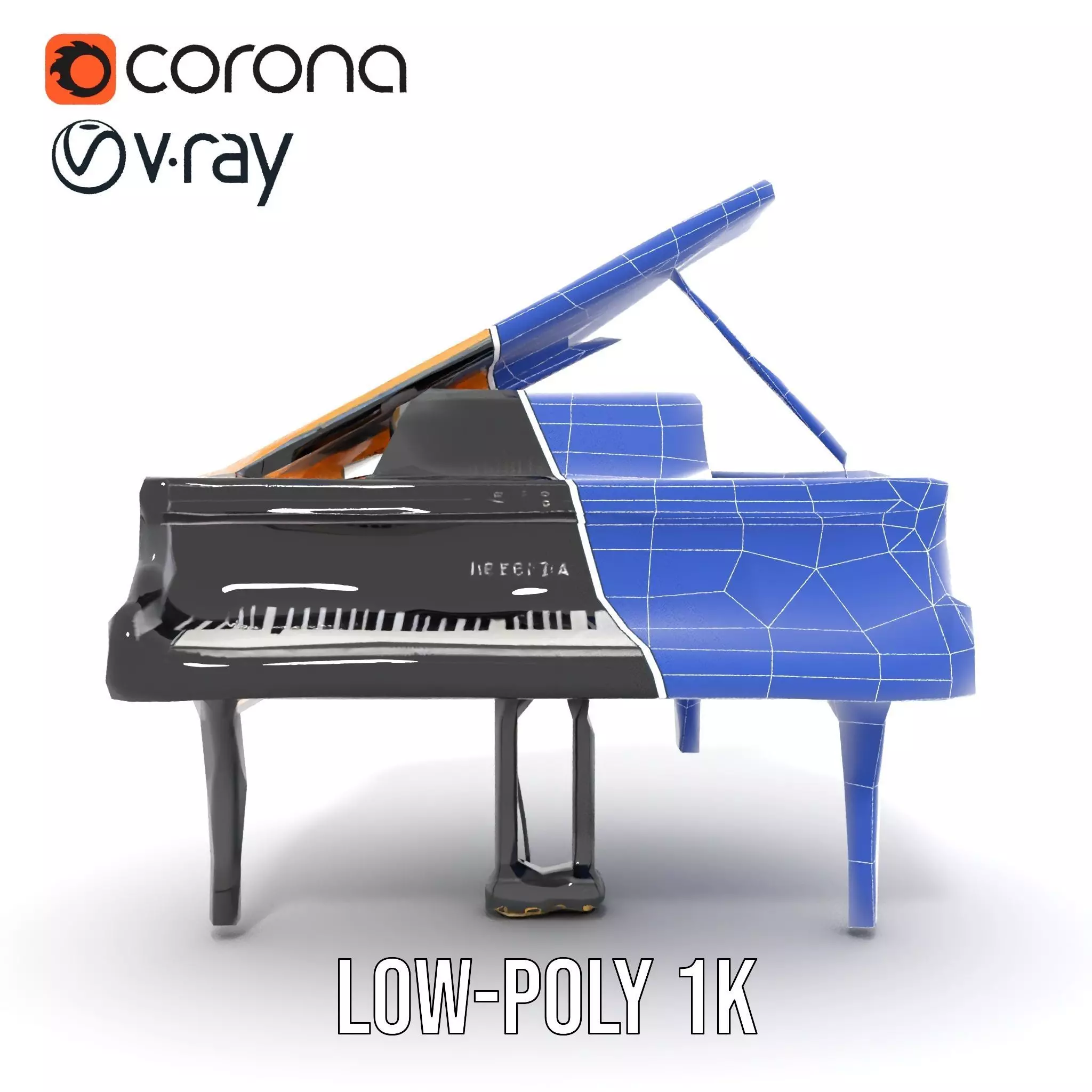 Elegant Black Grand Piano model pack Low-poly 3D model_28