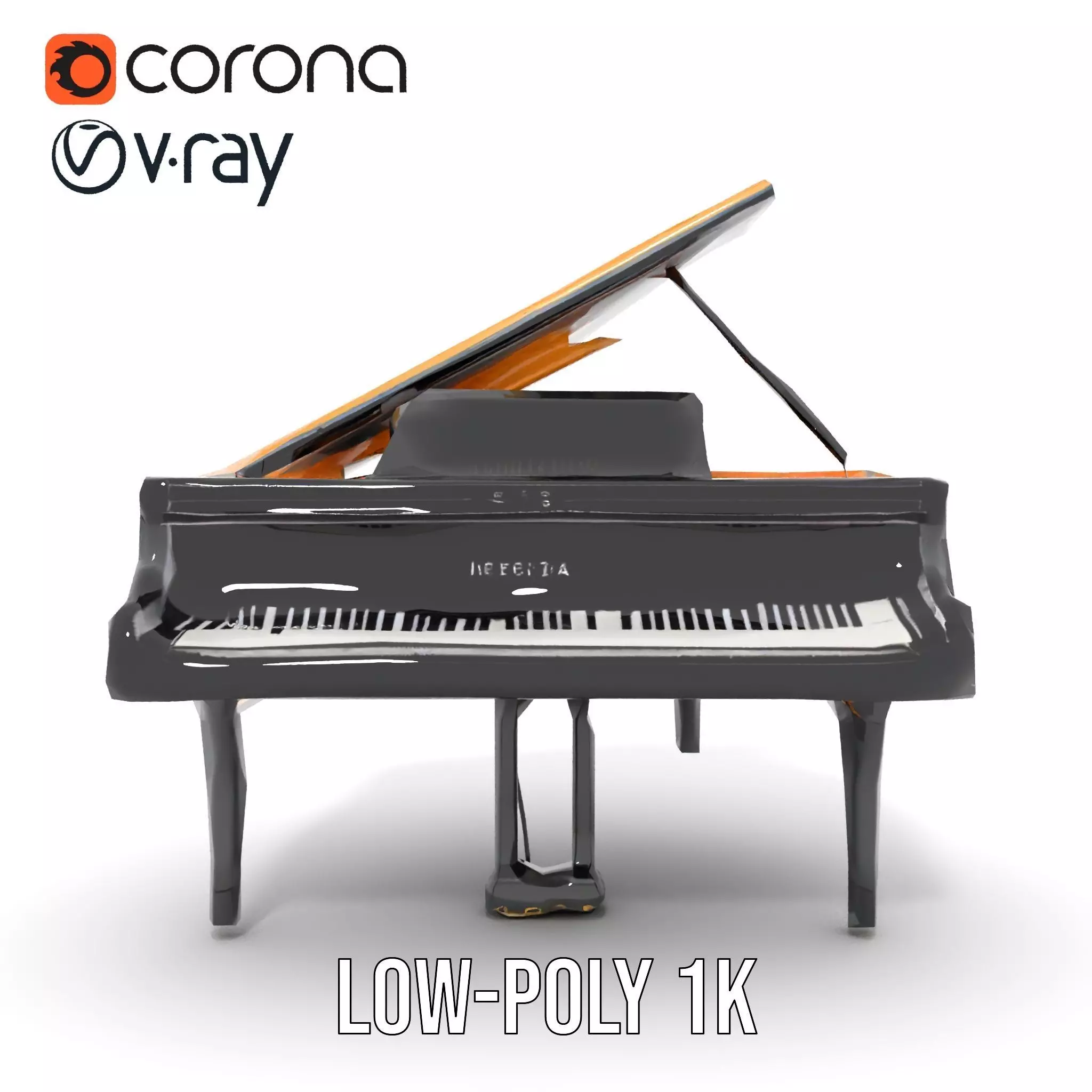 Elegant Black Grand Piano model pack Low-poly 3D model_12