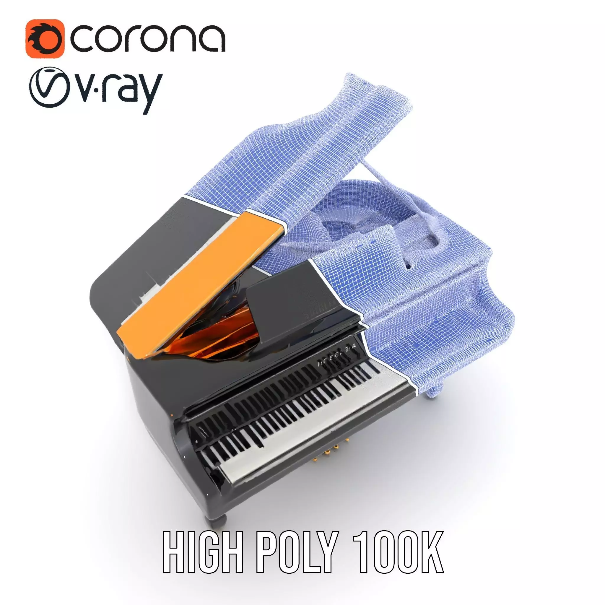 Elegant Black Grand Piano model pack Low-poly 3D model_29