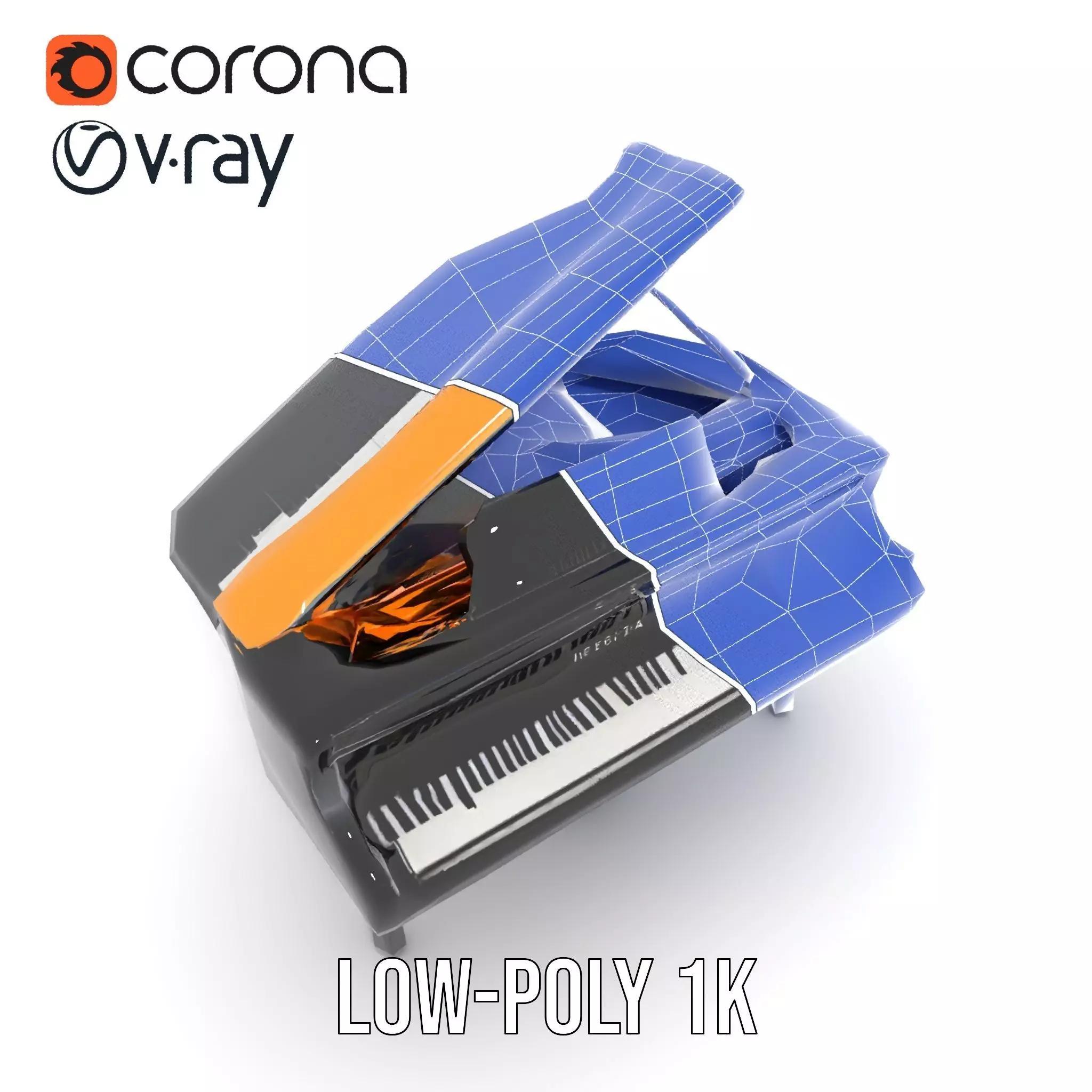 Elegant Black Grand Piano model pack Low-poly 3D model_25