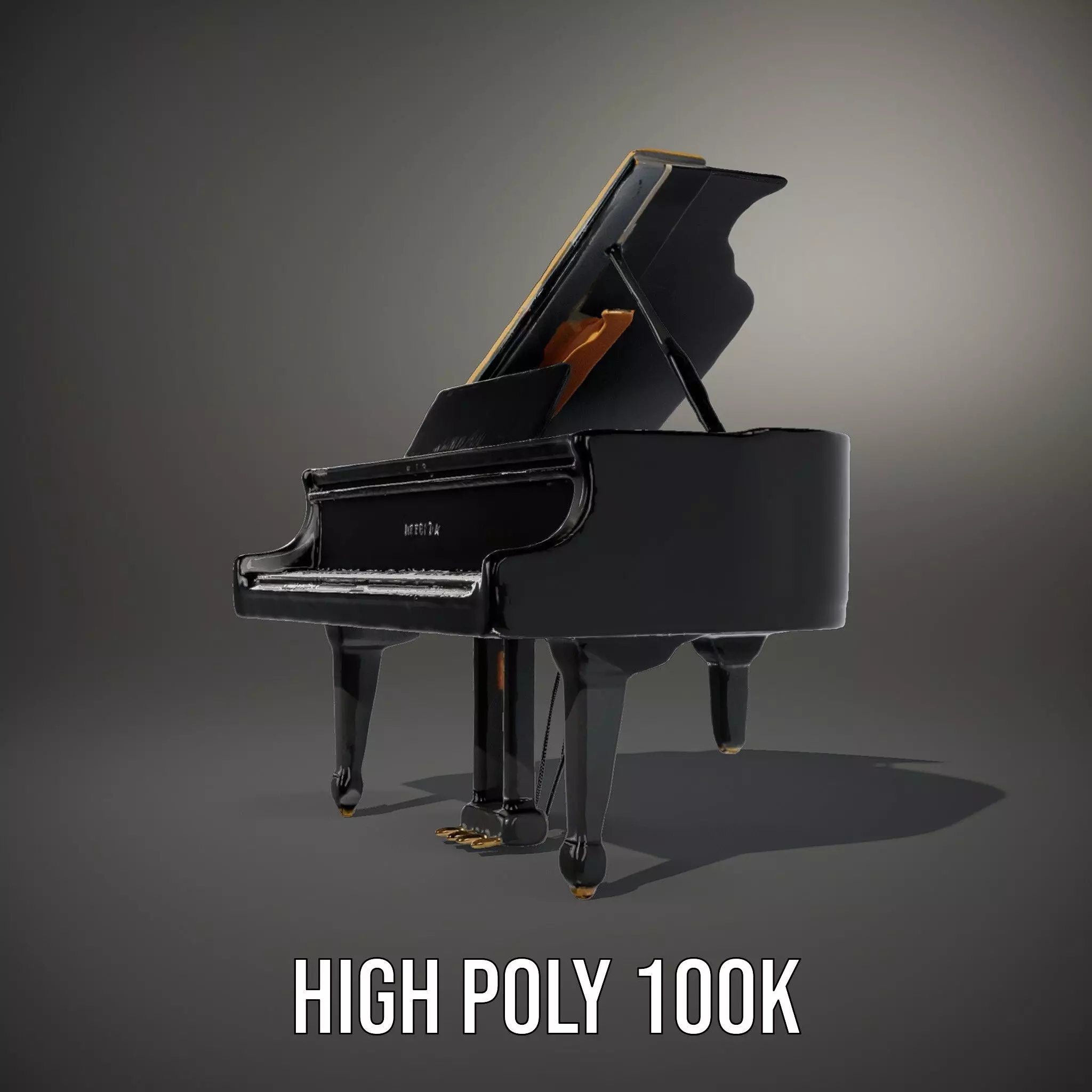 Elegant Black Grand Piano model pack Low-poly 3D model_10