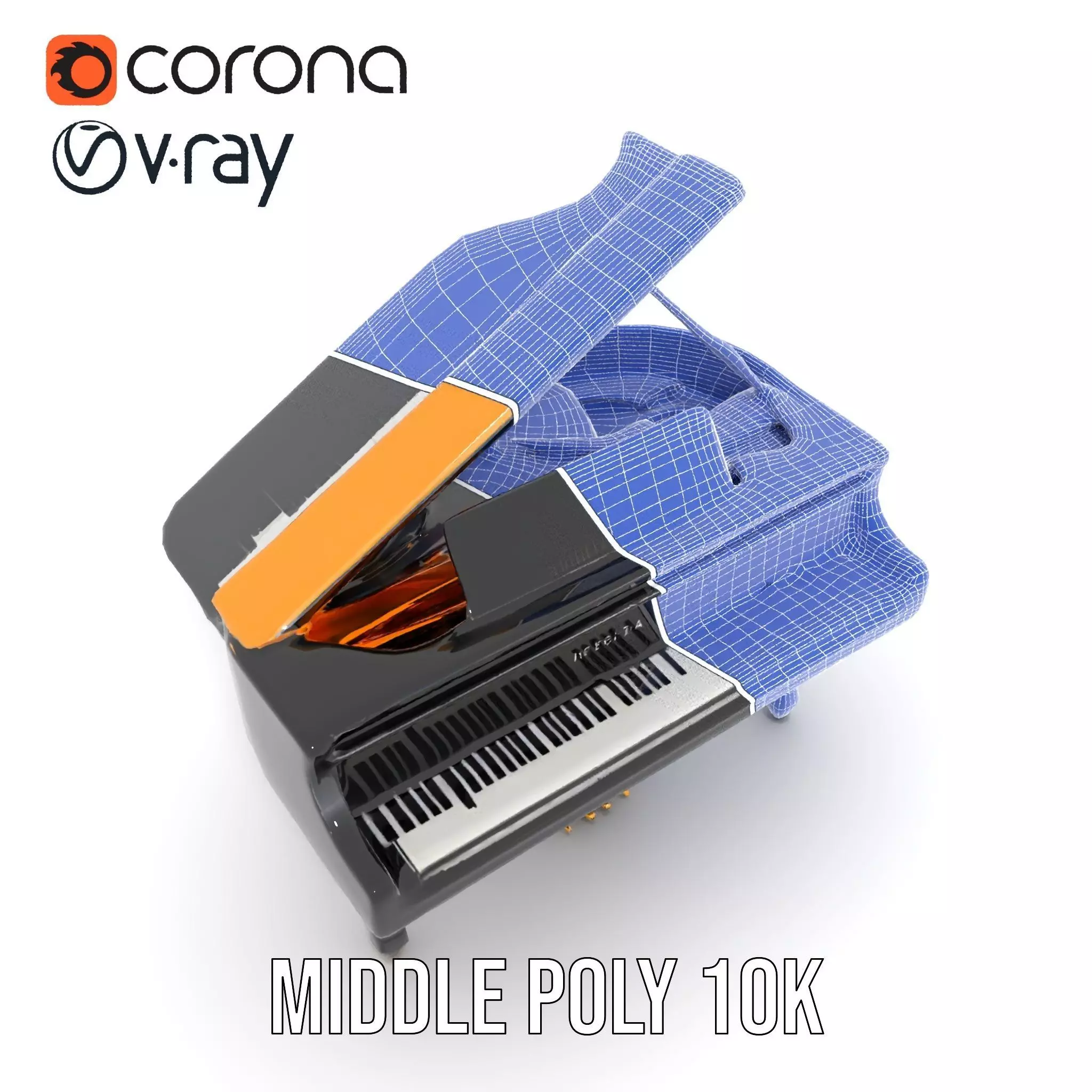 Elegant Black Grand Piano model pack Low-poly 3D model_30