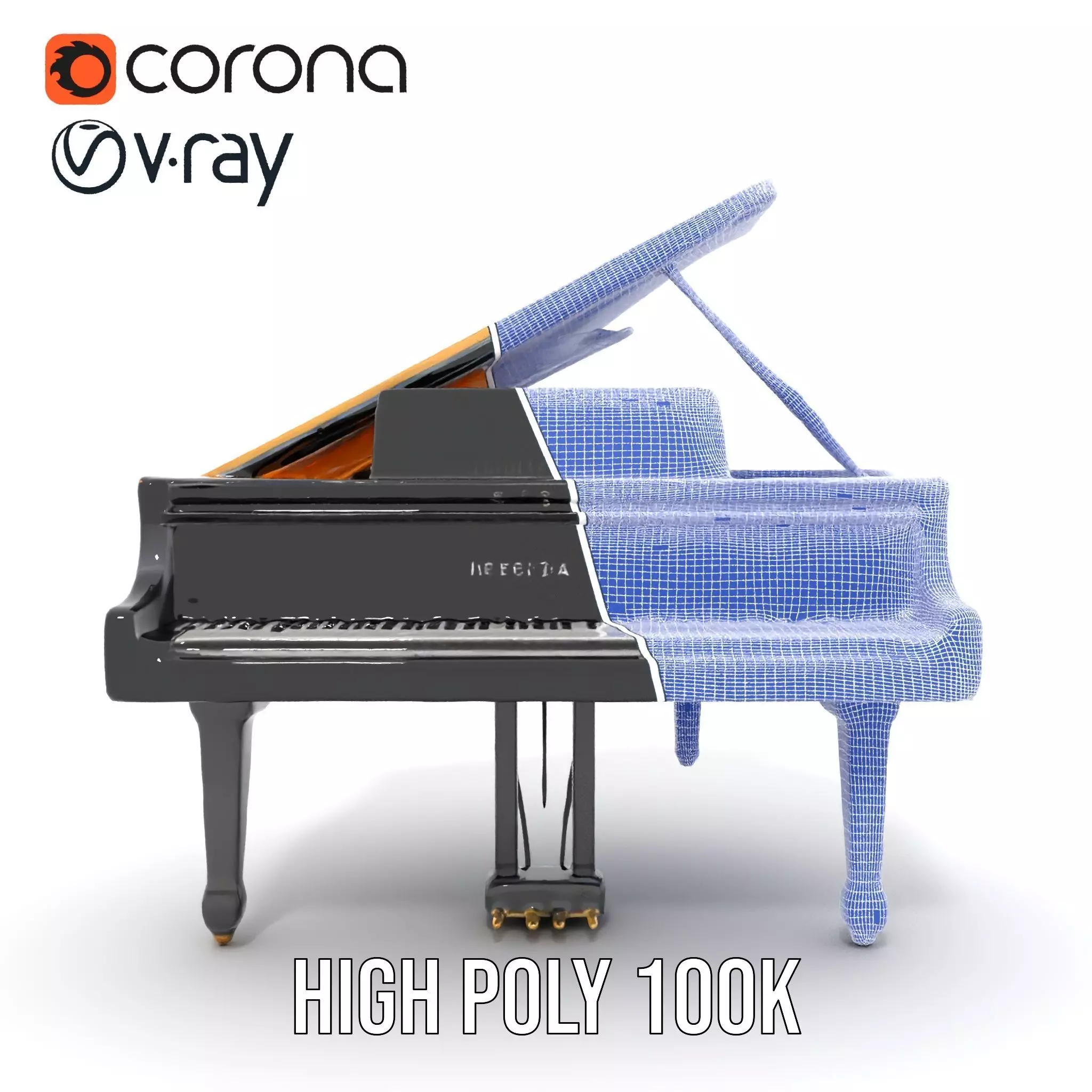 Elegant Black Grand Piano model pack Low-poly 3D model_26