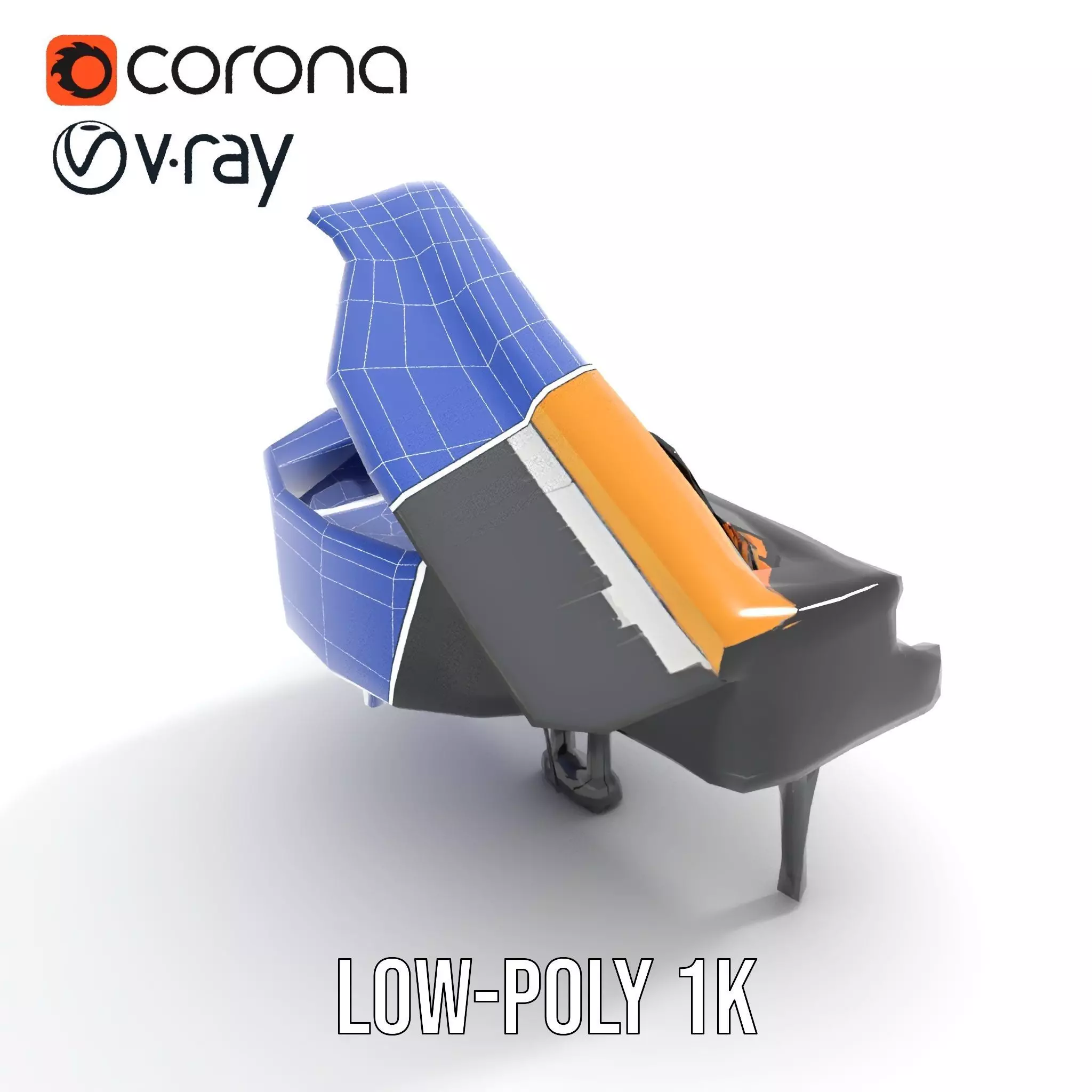 Elegant Black Grand Piano model pack Low-poly 3D model_31