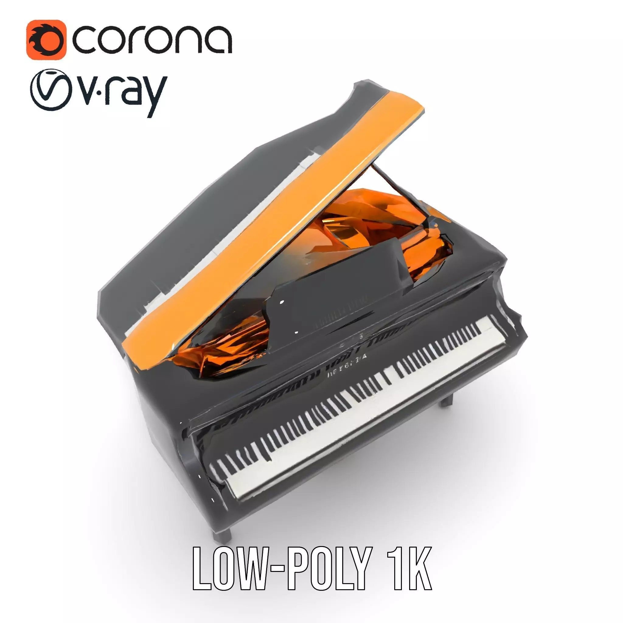 Elegant Black Grand Piano model pack Low-poly 3D model_16