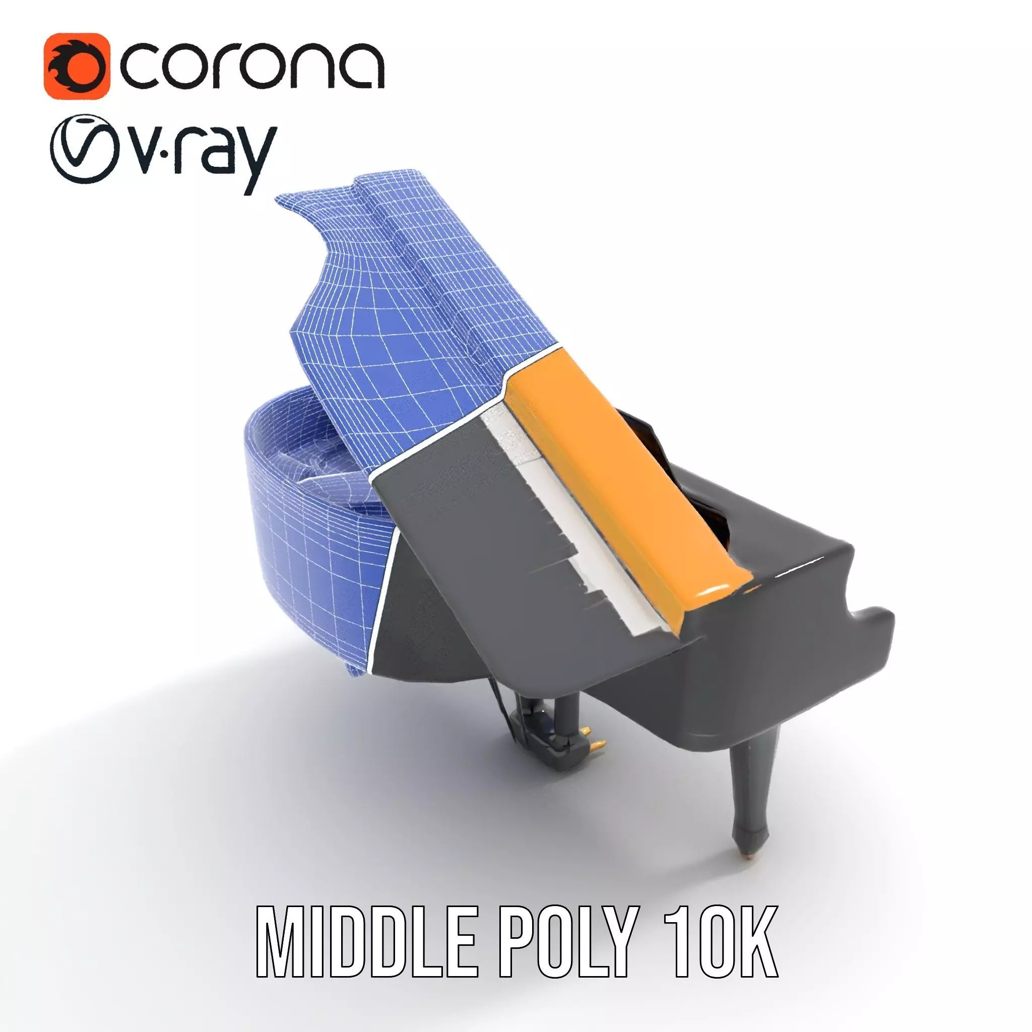 Elegant Black Grand Piano model pack Low-poly 3D model_21