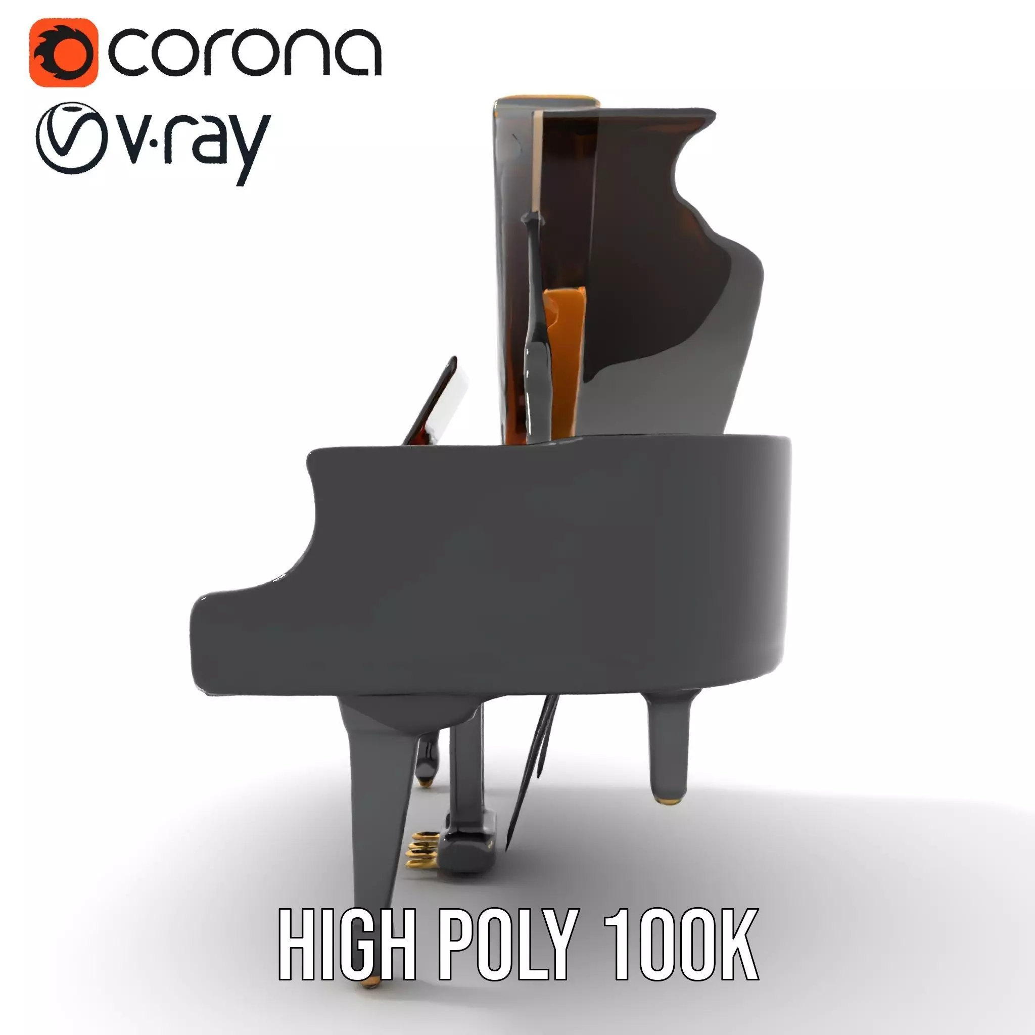 Elegant Black Grand Piano model pack Low-poly 3D model_20