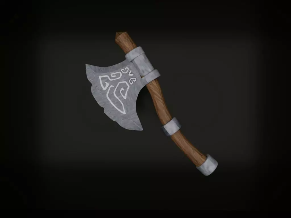 Gaming Axe  Low-poly 3D model_0