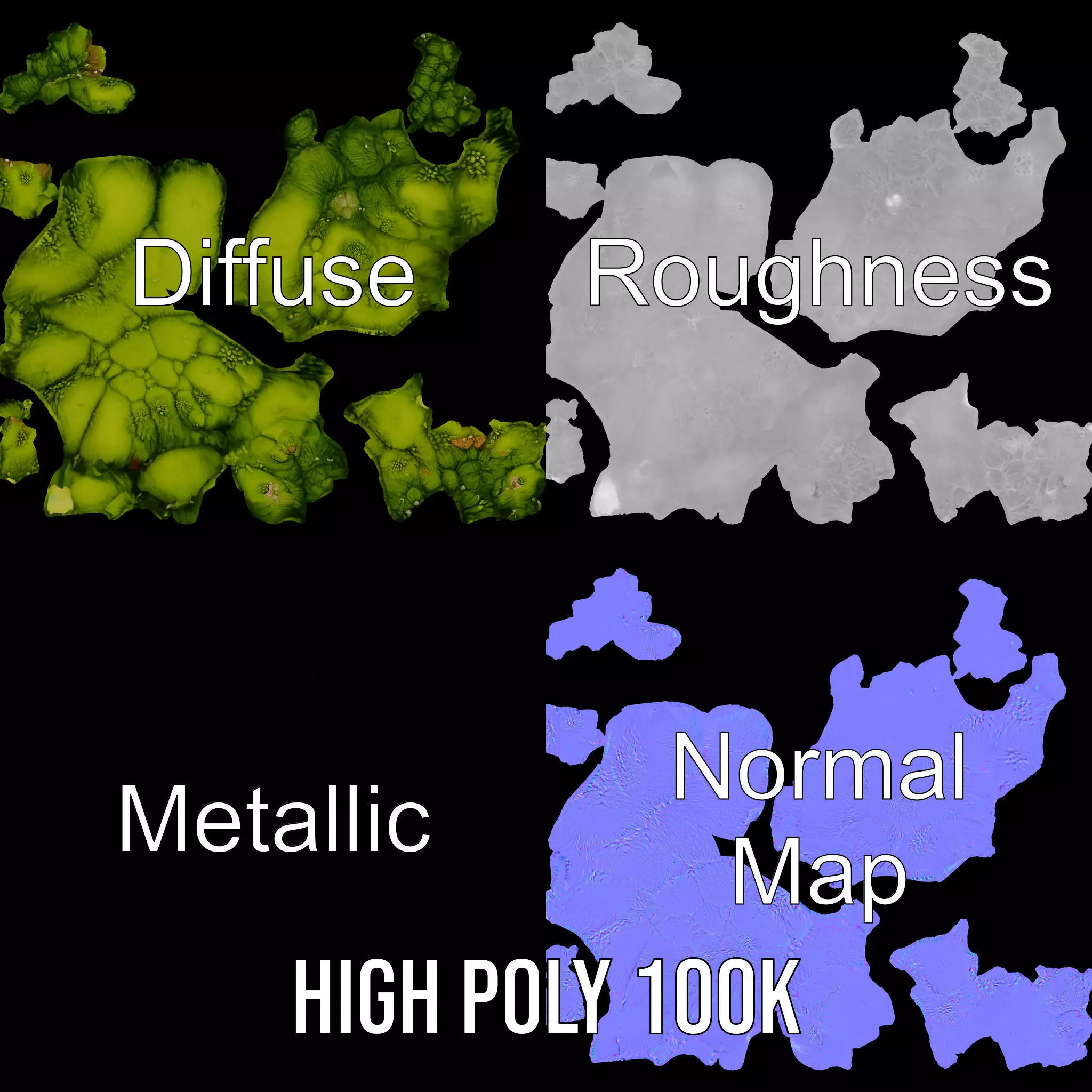 Vibrant Moss Cluster model pack Low-poly 3D model_3