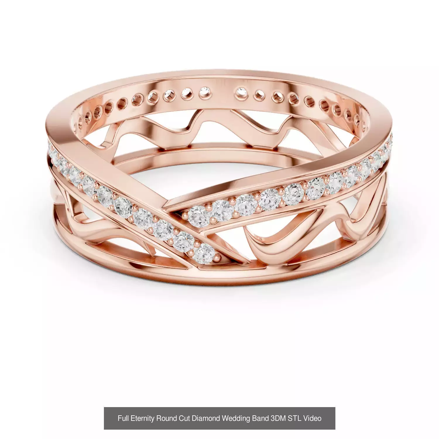 146 Eternity Diamond Band 3DM STL OBJ FBX 3 Color Render Video 3D Model Collection_41