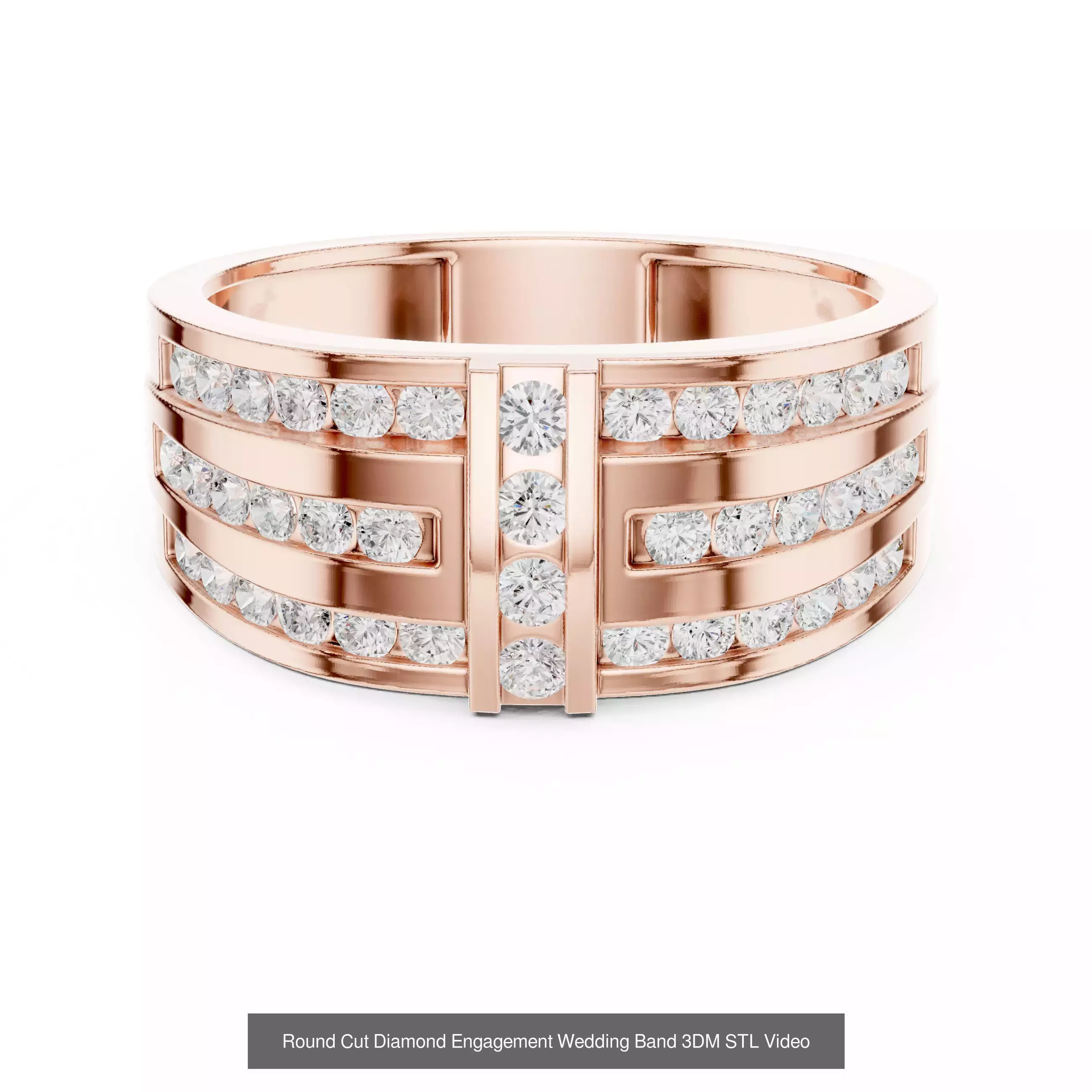 146 Eternity Diamond Band 3DM STL OBJ FBX 3 Color Render Video 3D Model Collection_98