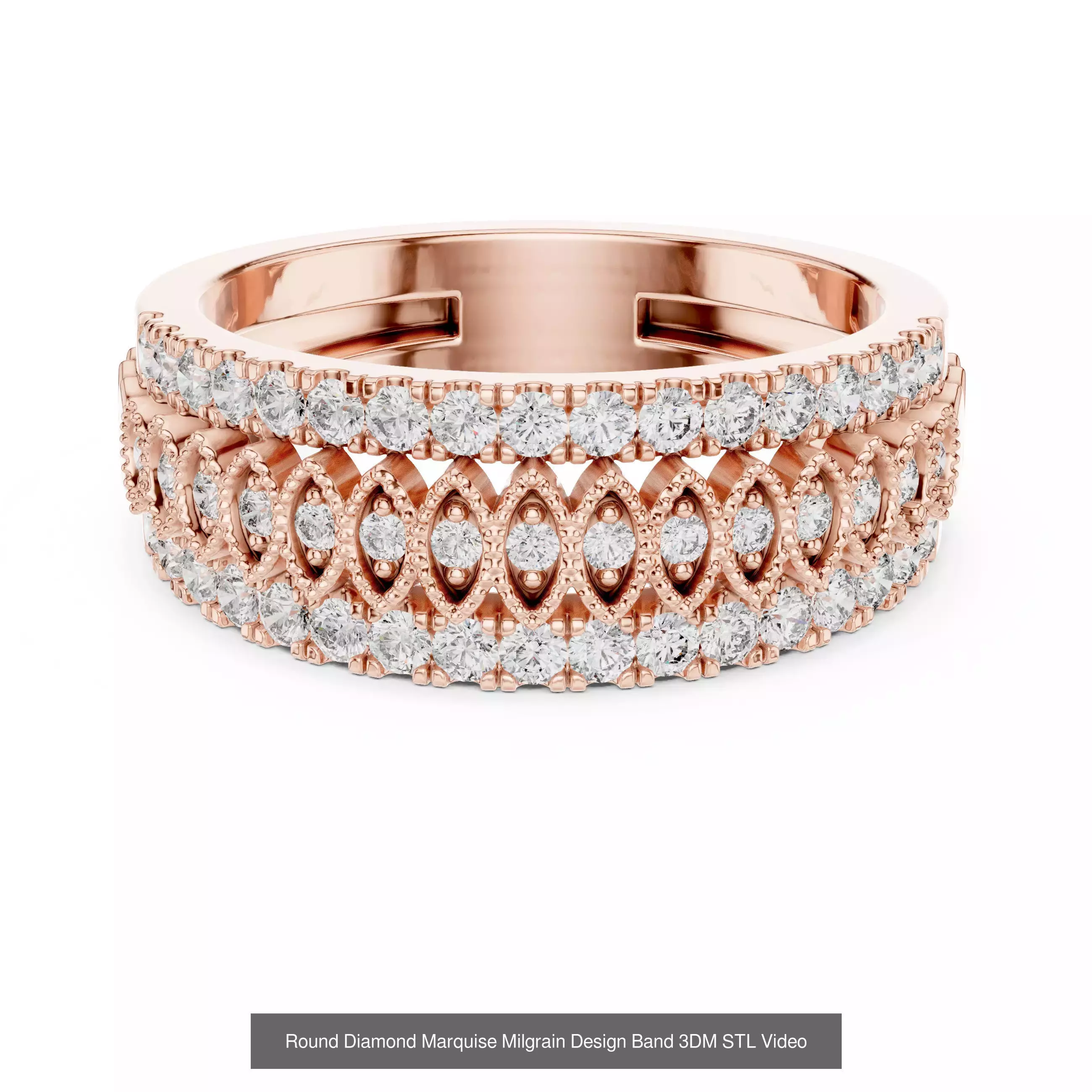 146 Eternity Diamond Band 3DM STL OBJ FBX 3 Color Render Video 3D Model Collection_114