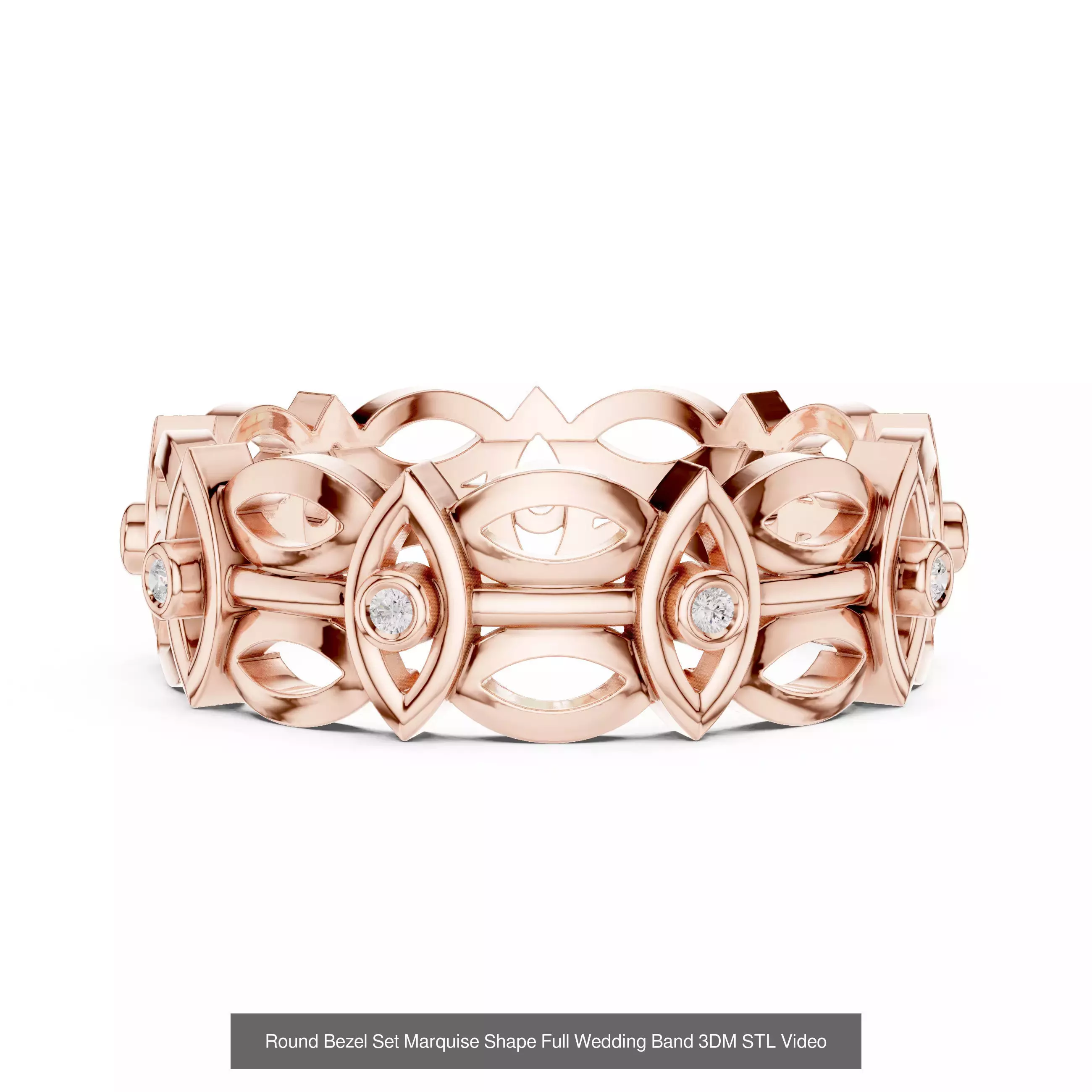 146 Eternity Diamond Band 3DM STL OBJ FBX 3 Color Render Video 3D Model Collection_61