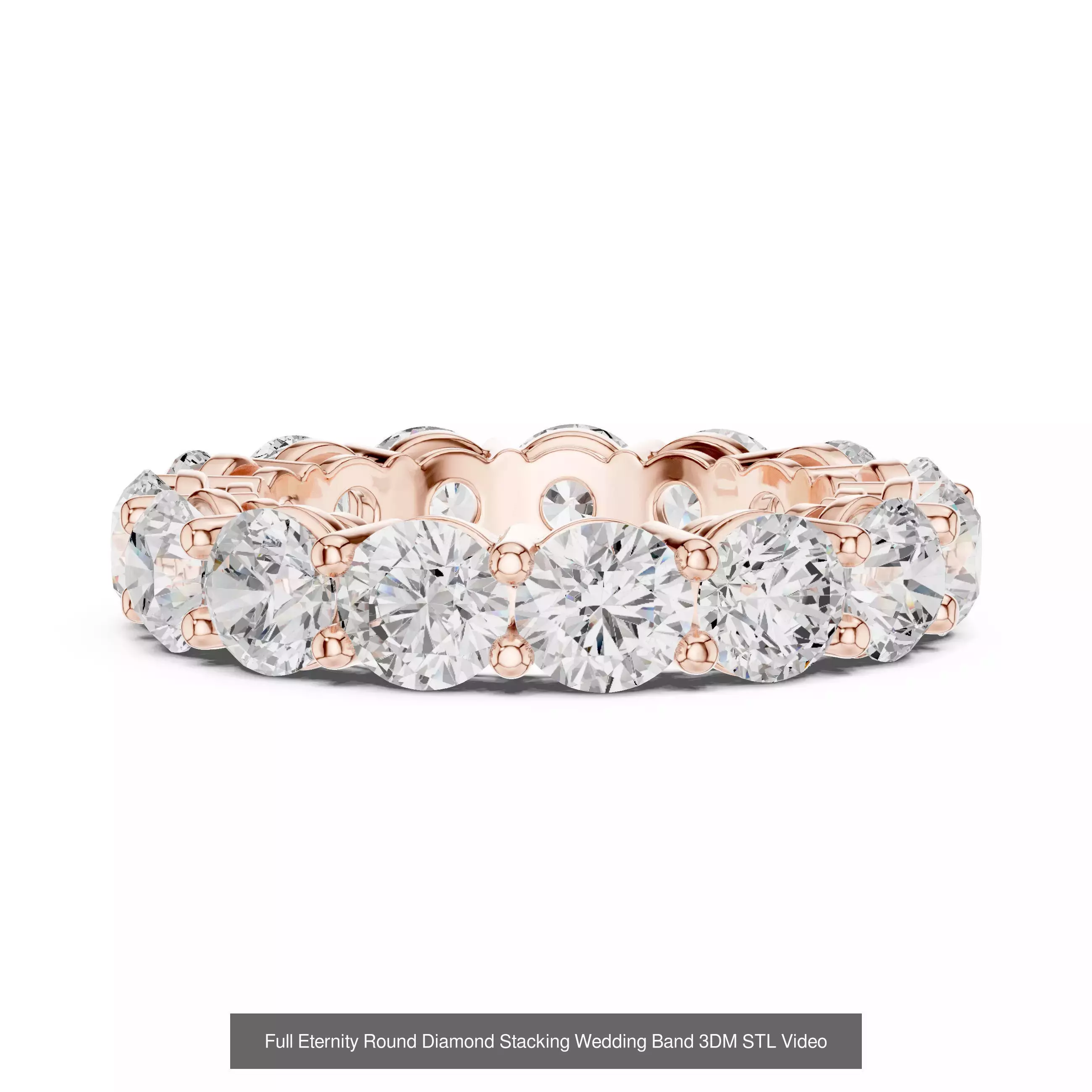 146 Eternity Diamond Band 3DM STL OBJ FBX 3 Color Render Video 3D Model Collection_153