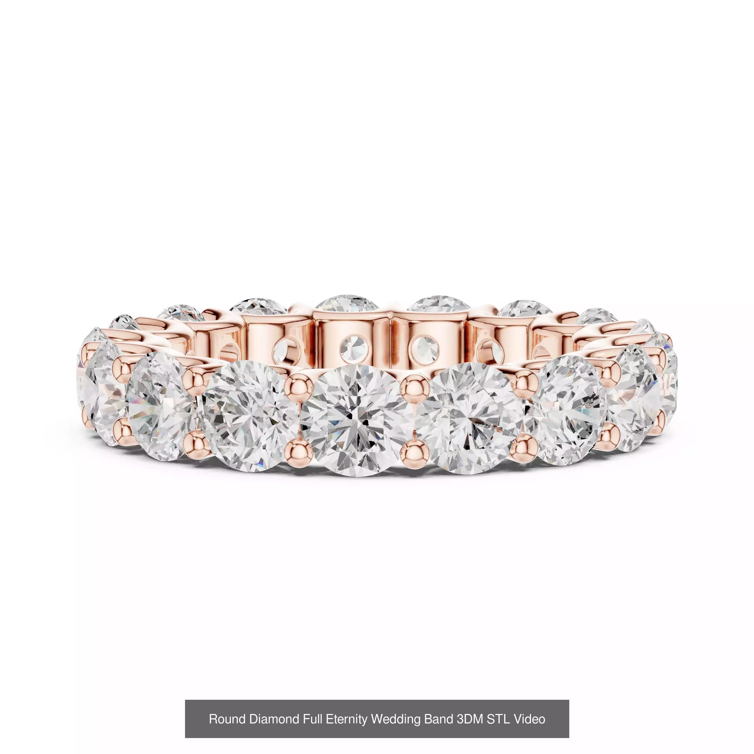 146 Eternity Diamond Band 3DM STL OBJ FBX 3 Color Render Video 3D Model Collection_70