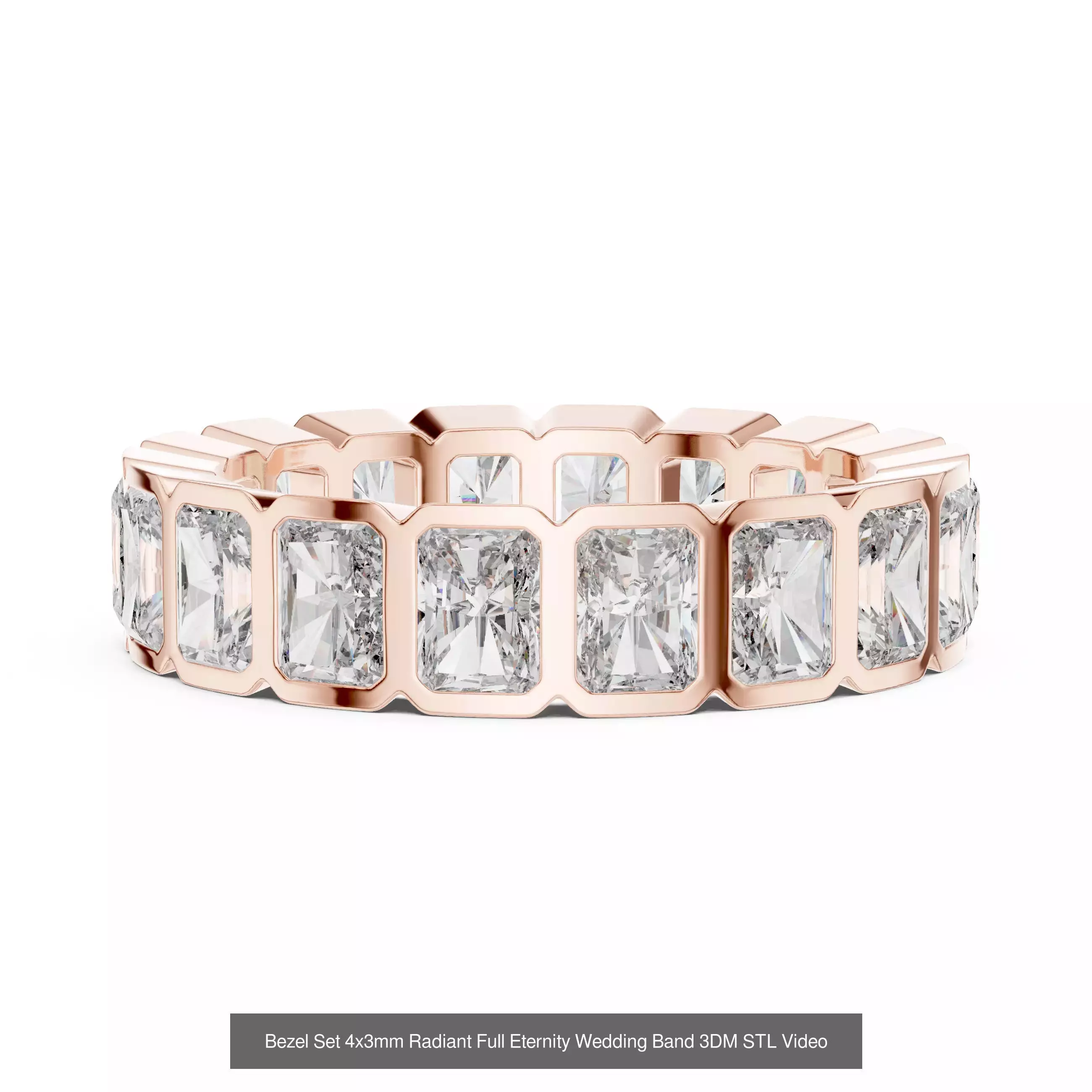 146 Eternity Diamond Band 3DM STL OBJ FBX 3 Color Render Video 3D Model Collection_133