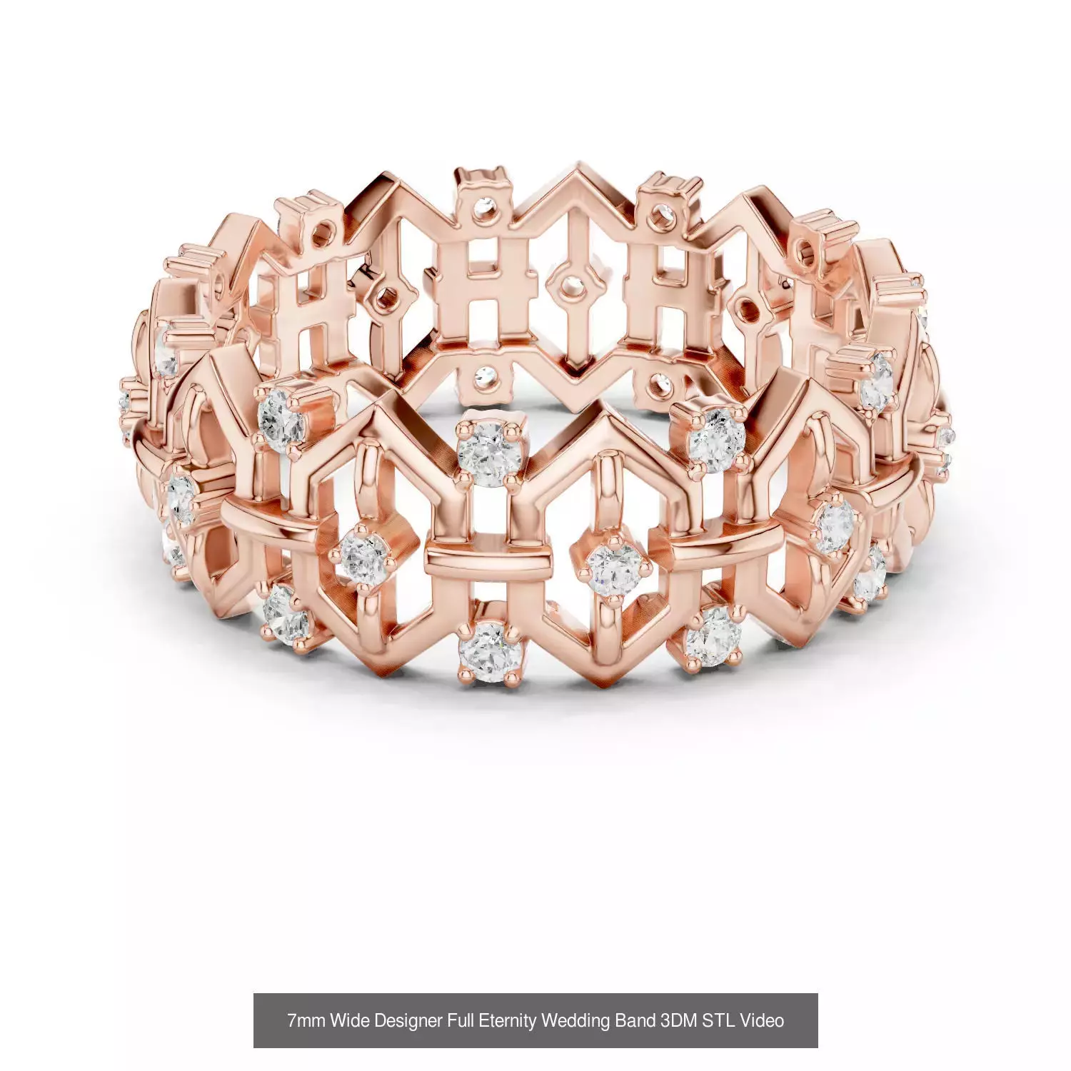 146 Eternity Diamond Band 3DM STL OBJ FBX 3 Color Render Video 3D Model Collection_44