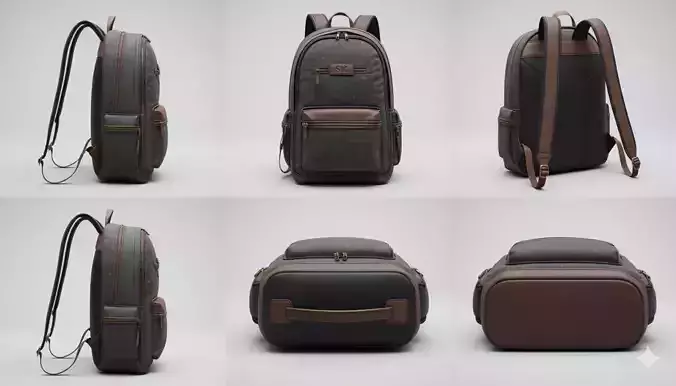 Luxury Backpack 3D Model with SK Logo Game Ready Low-poly 3D model