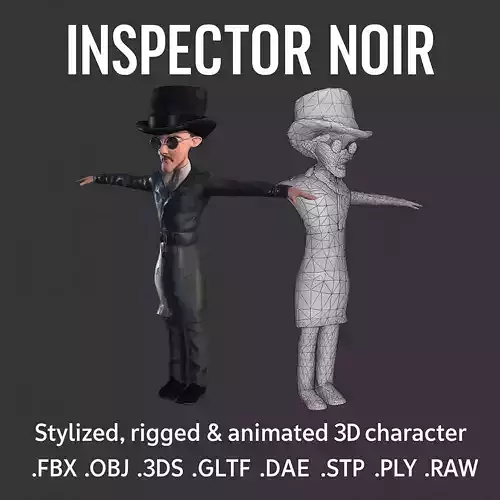 Inspector Noir Low-poly 3D model