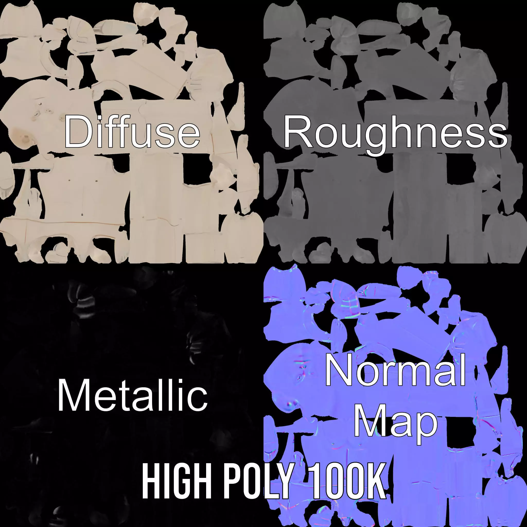 Neutral Pose Mannequin model pack Low-poly 3D model_3