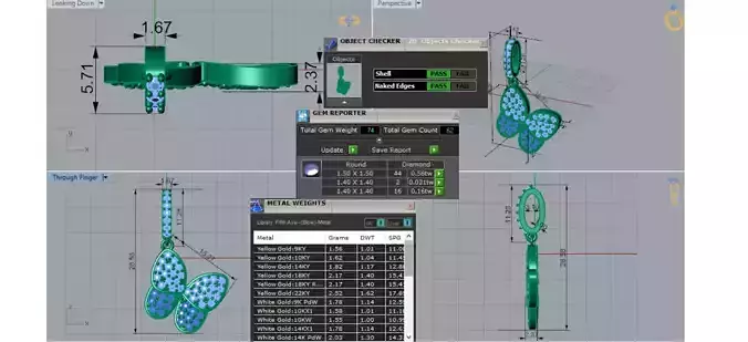 Stl 3dm Pendant Butterfly Flight in Diamonds Rose Gold jp0112