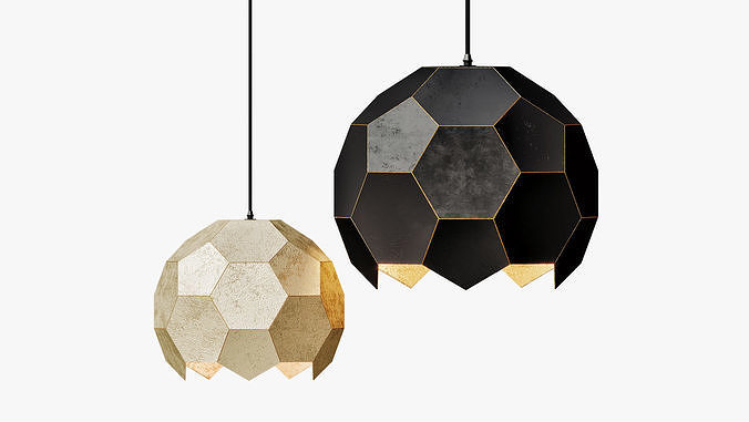 Polyhedron Pendant Antique Gold And Black 3D model
