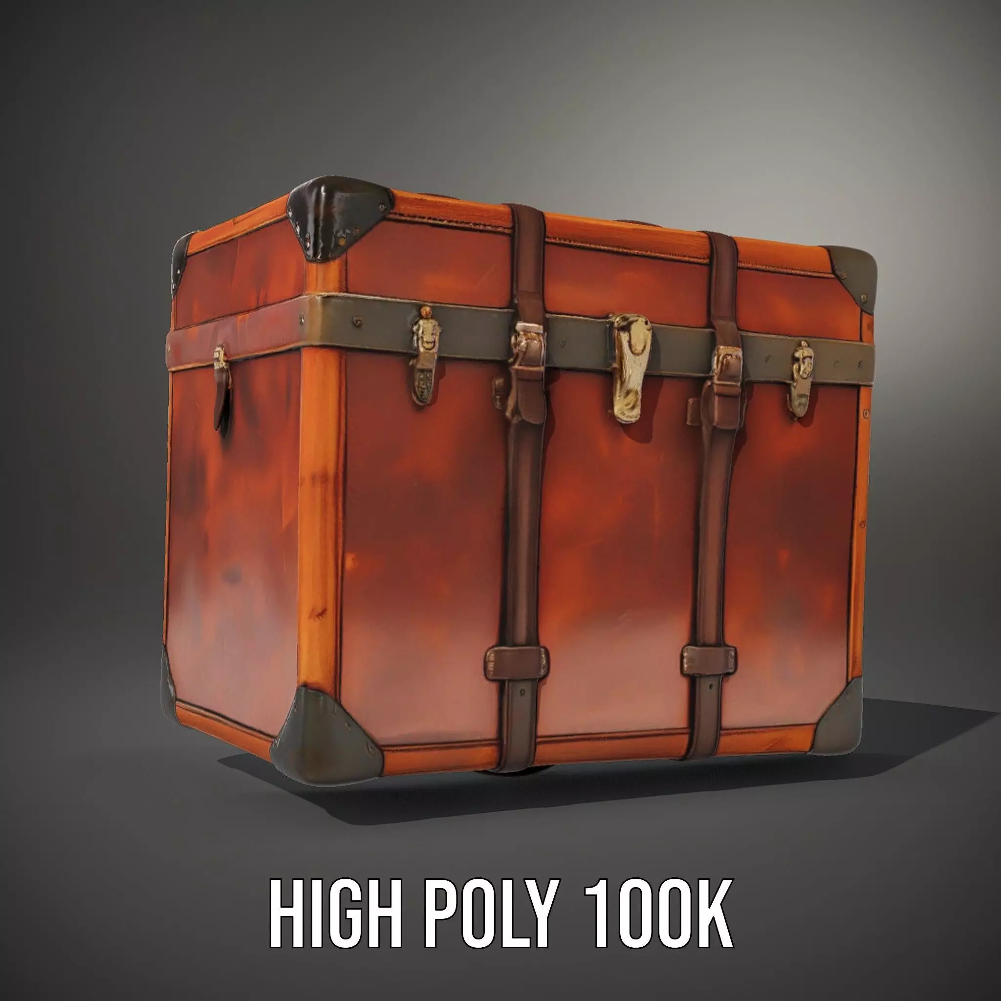 Vintage Leather Trunk model pack Low-poly 3D model_8