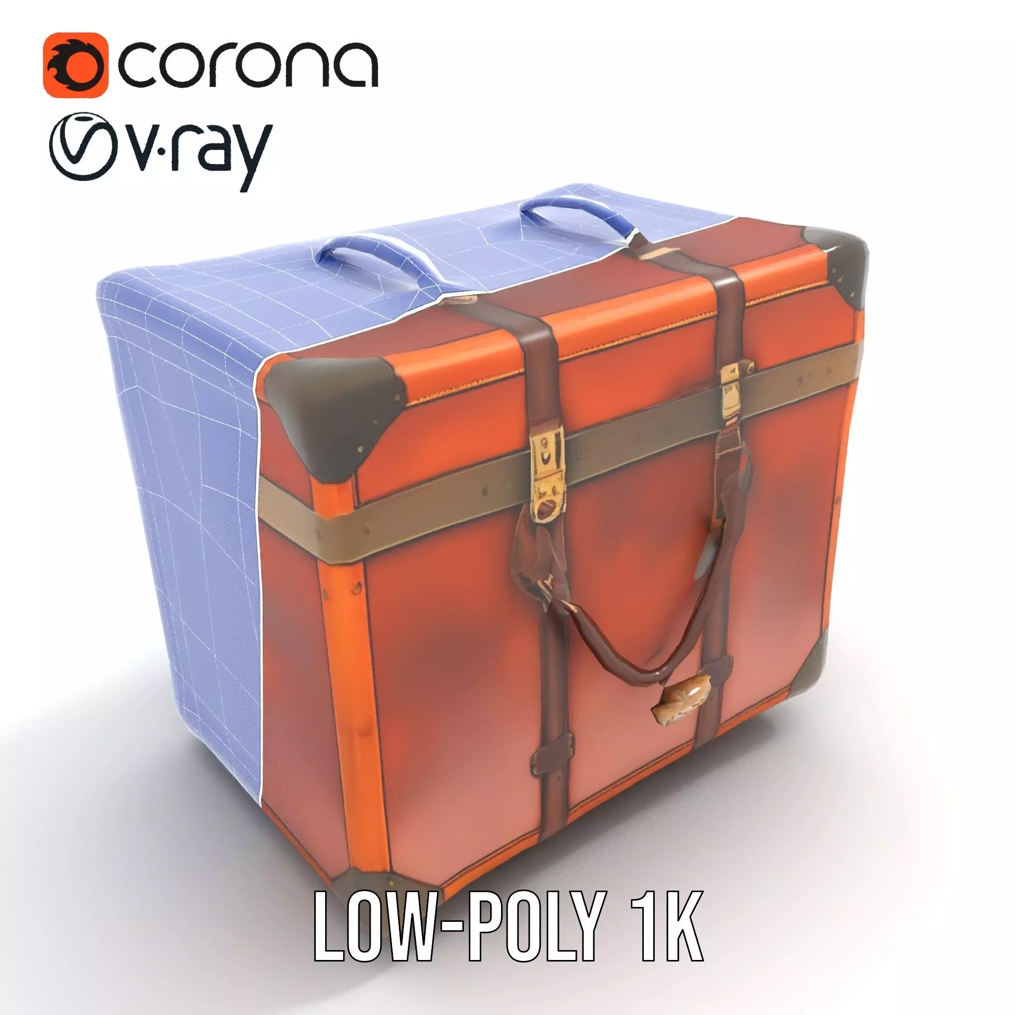 Vintage Leather Trunk model pack Low-poly 3D model_22