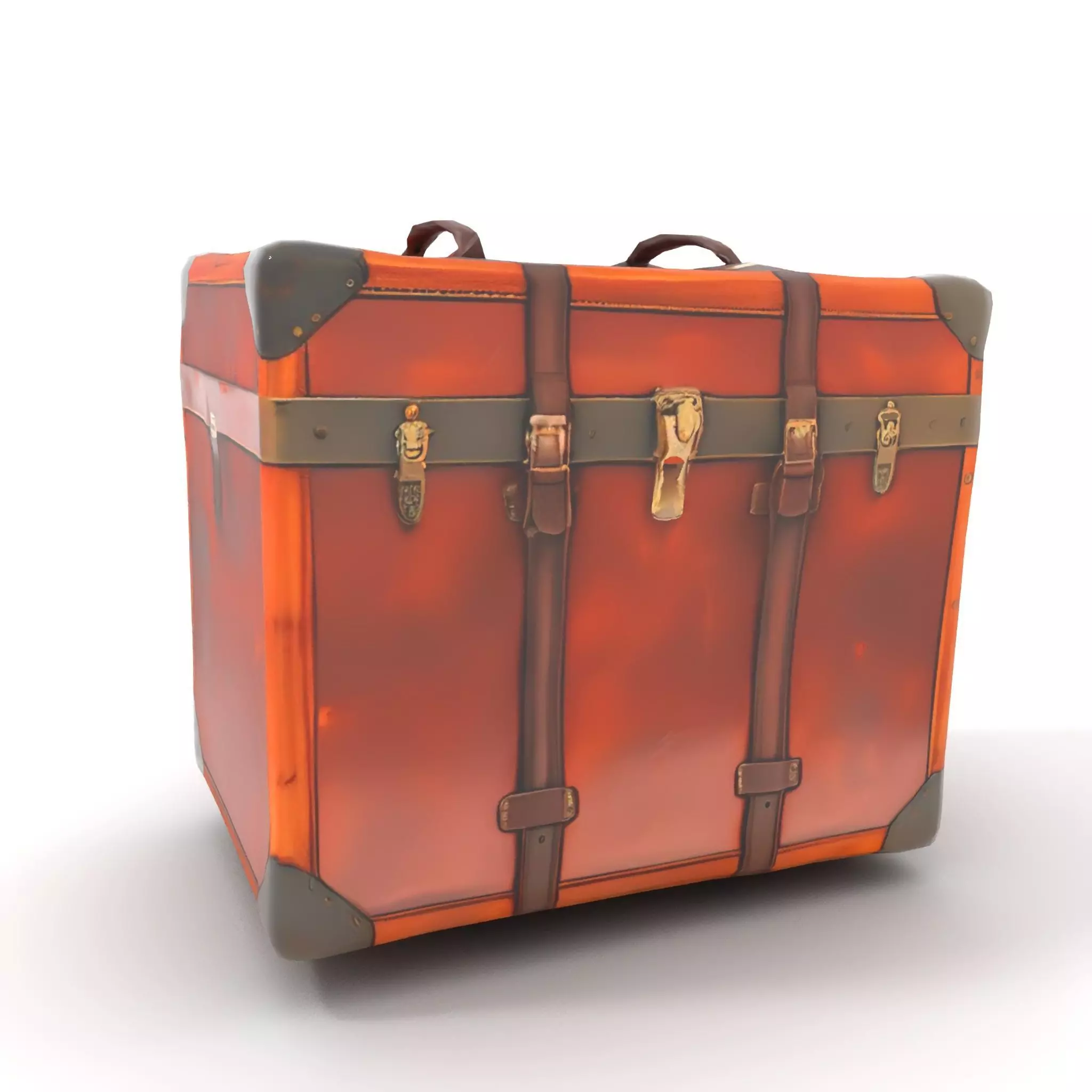 Vintage Leather Trunk model pack Low-poly 3D model_9