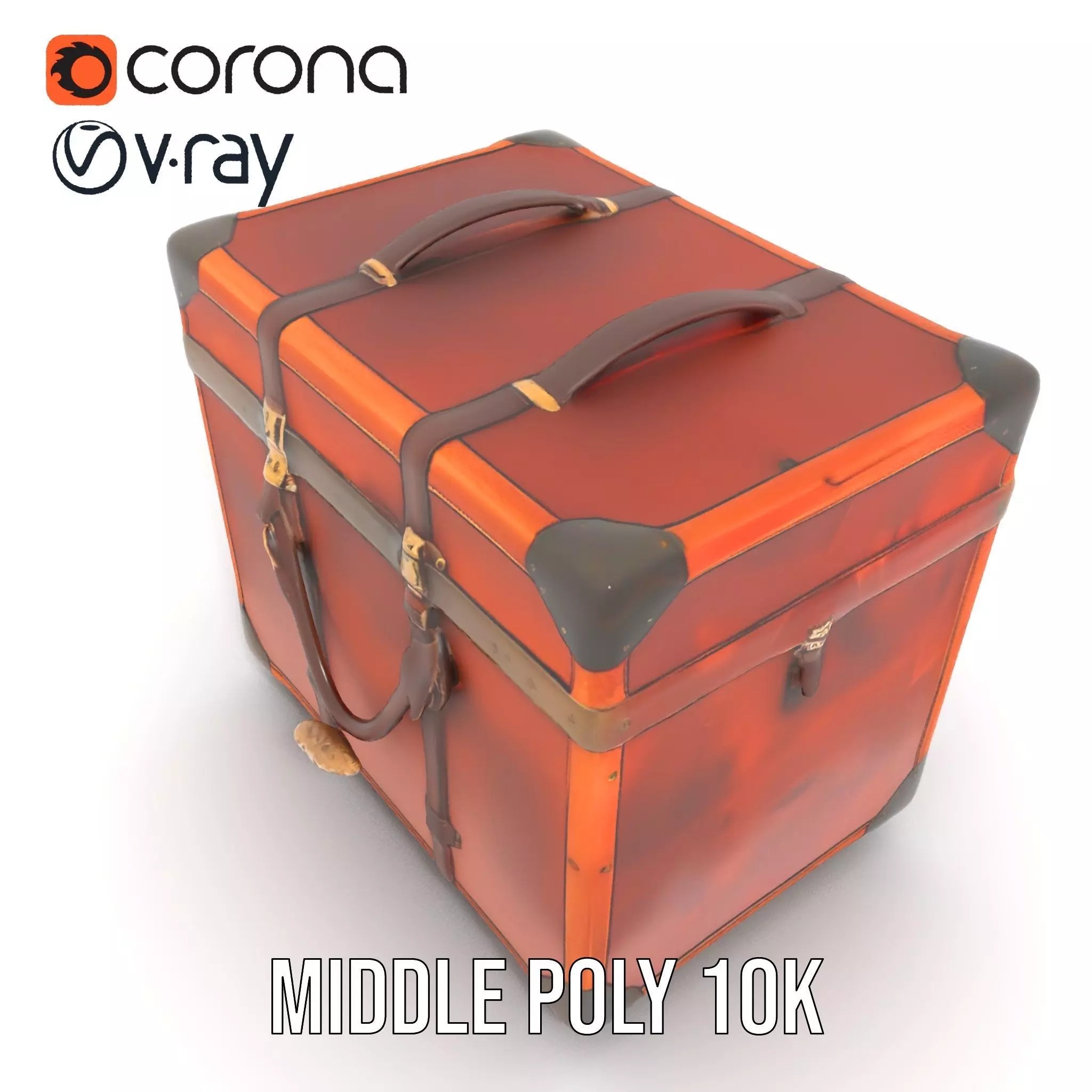 Vintage Leather Trunk model pack Low-poly 3D model_6