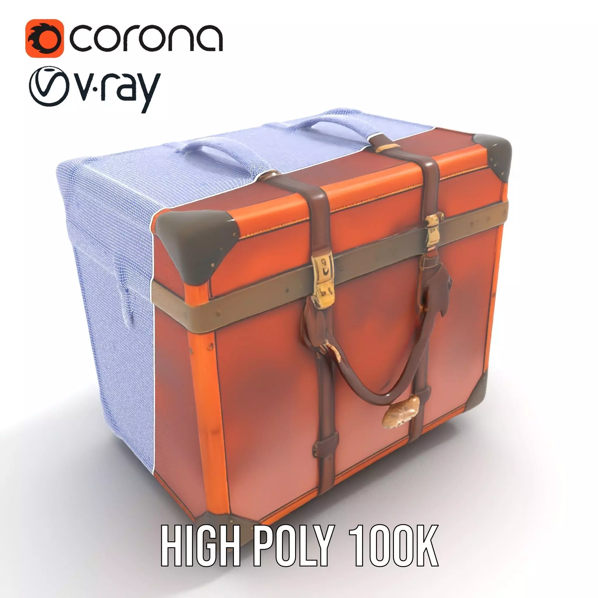 Vintage Leather Trunk model pack Low-poly 3D model_33