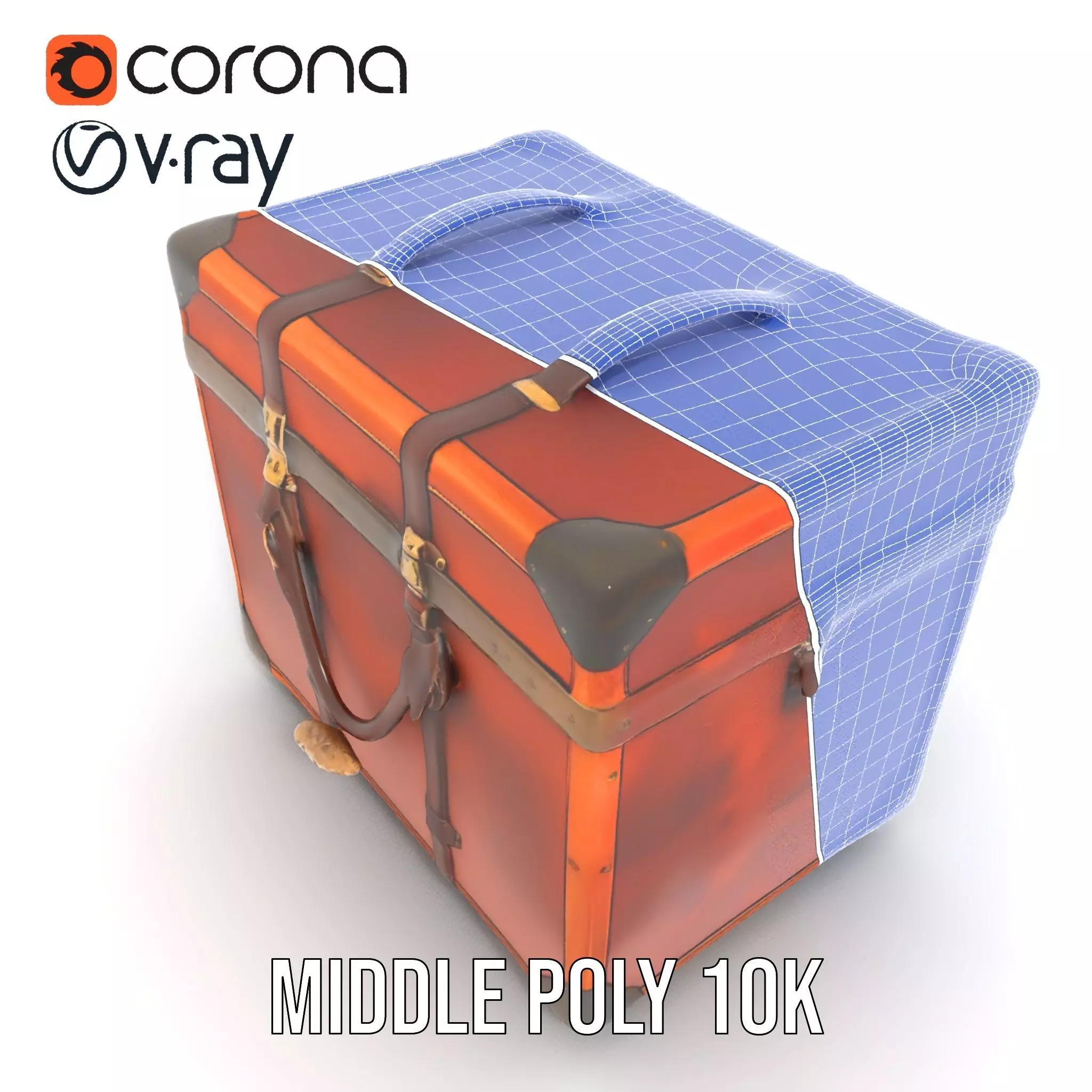 Vintage Leather Trunk model pack Low-poly 3D model_21