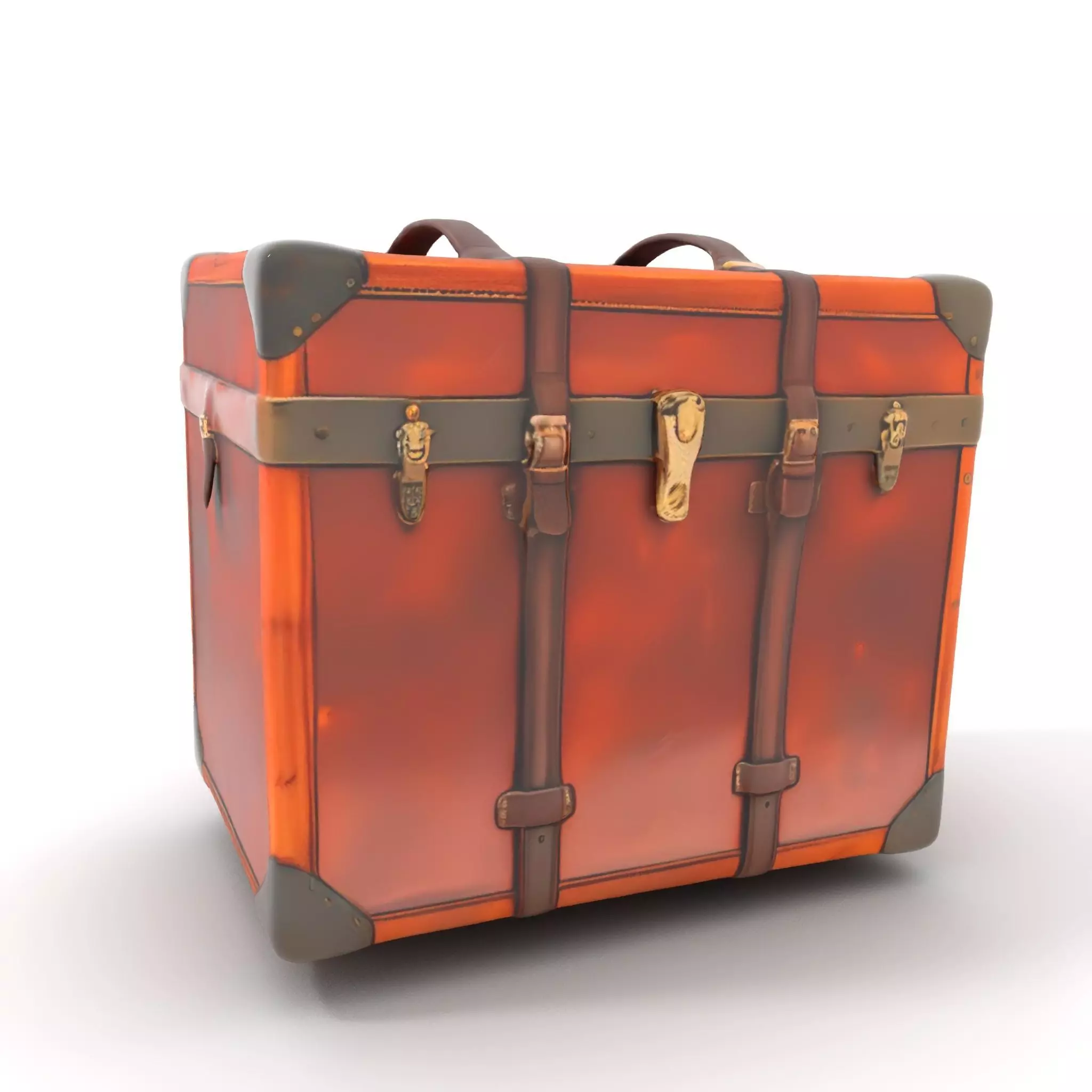 Vintage Leather Trunk model pack Low-poly 3D model_0