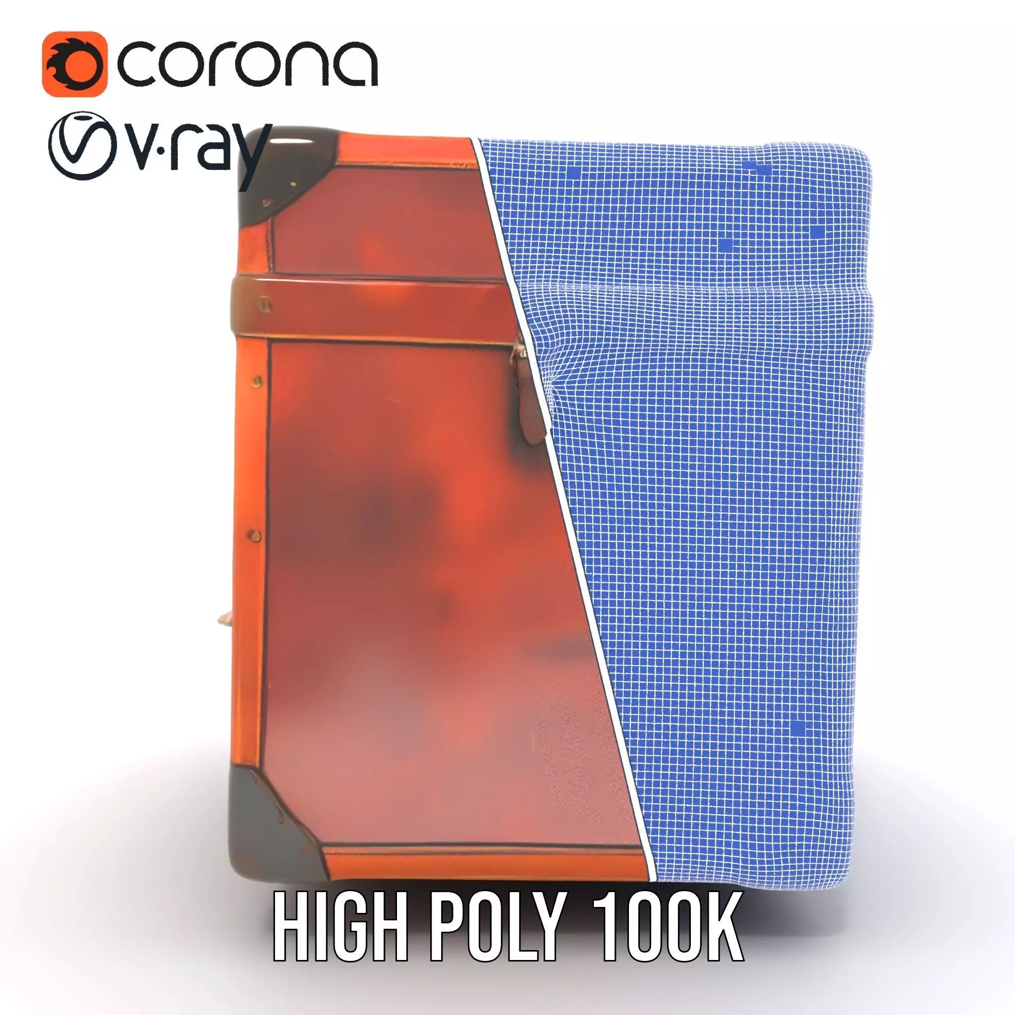 Vintage Leather Trunk model pack Low-poly 3D model_32