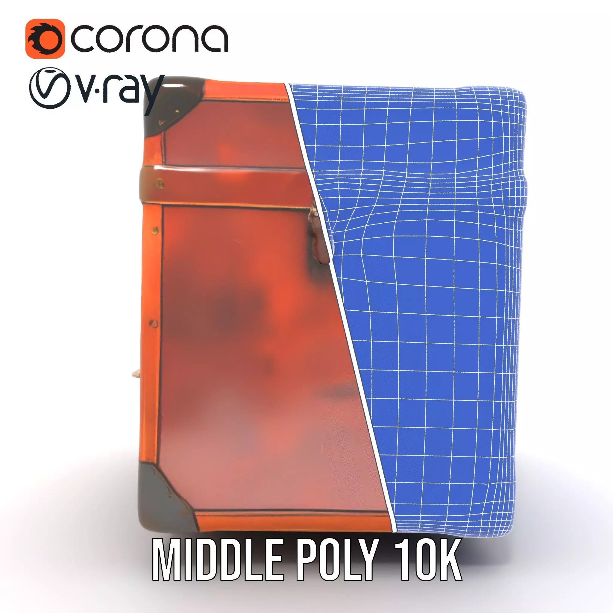 Vintage Leather Trunk model pack Low-poly 3D model_26