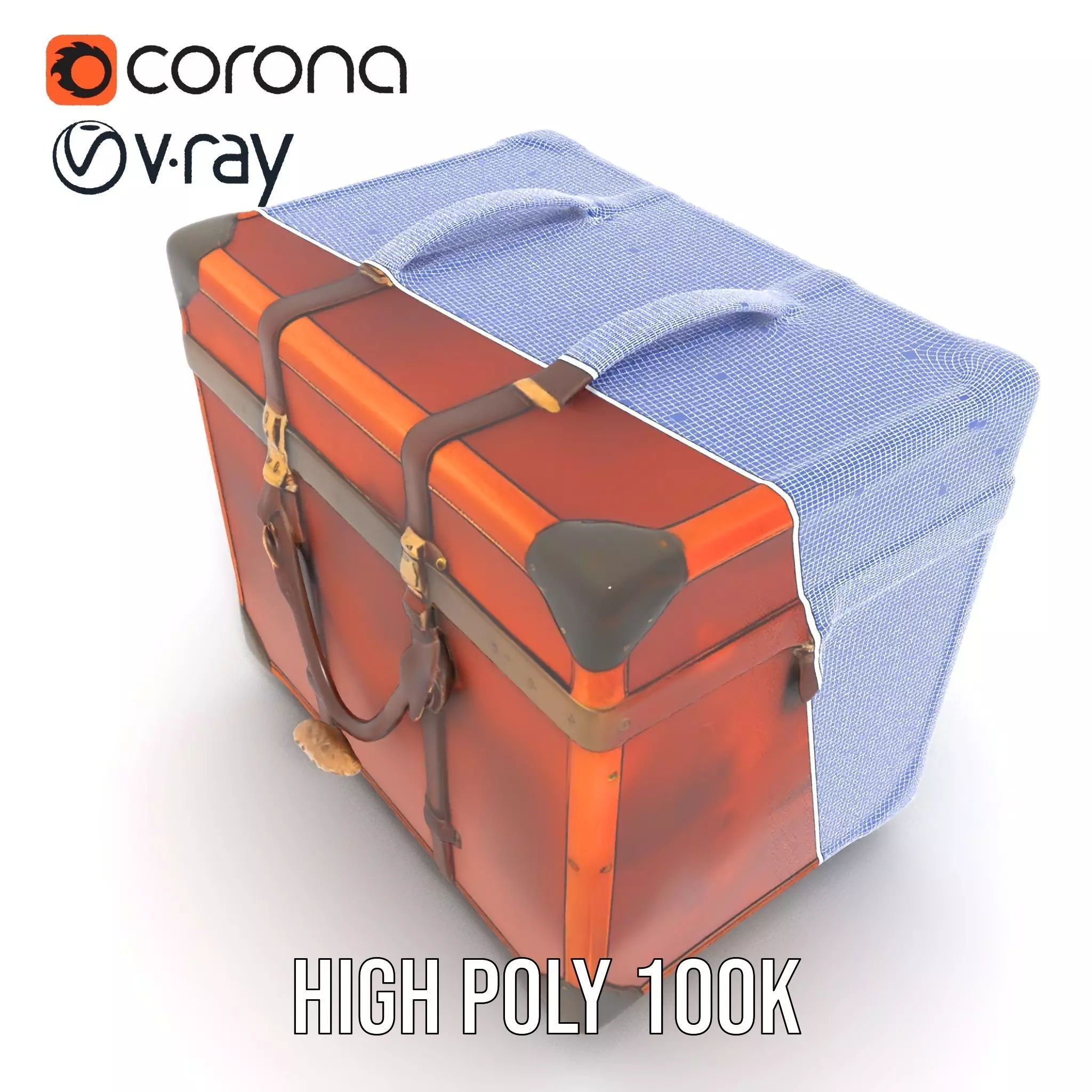 Vintage Leather Trunk model pack Low-poly 3D model_34