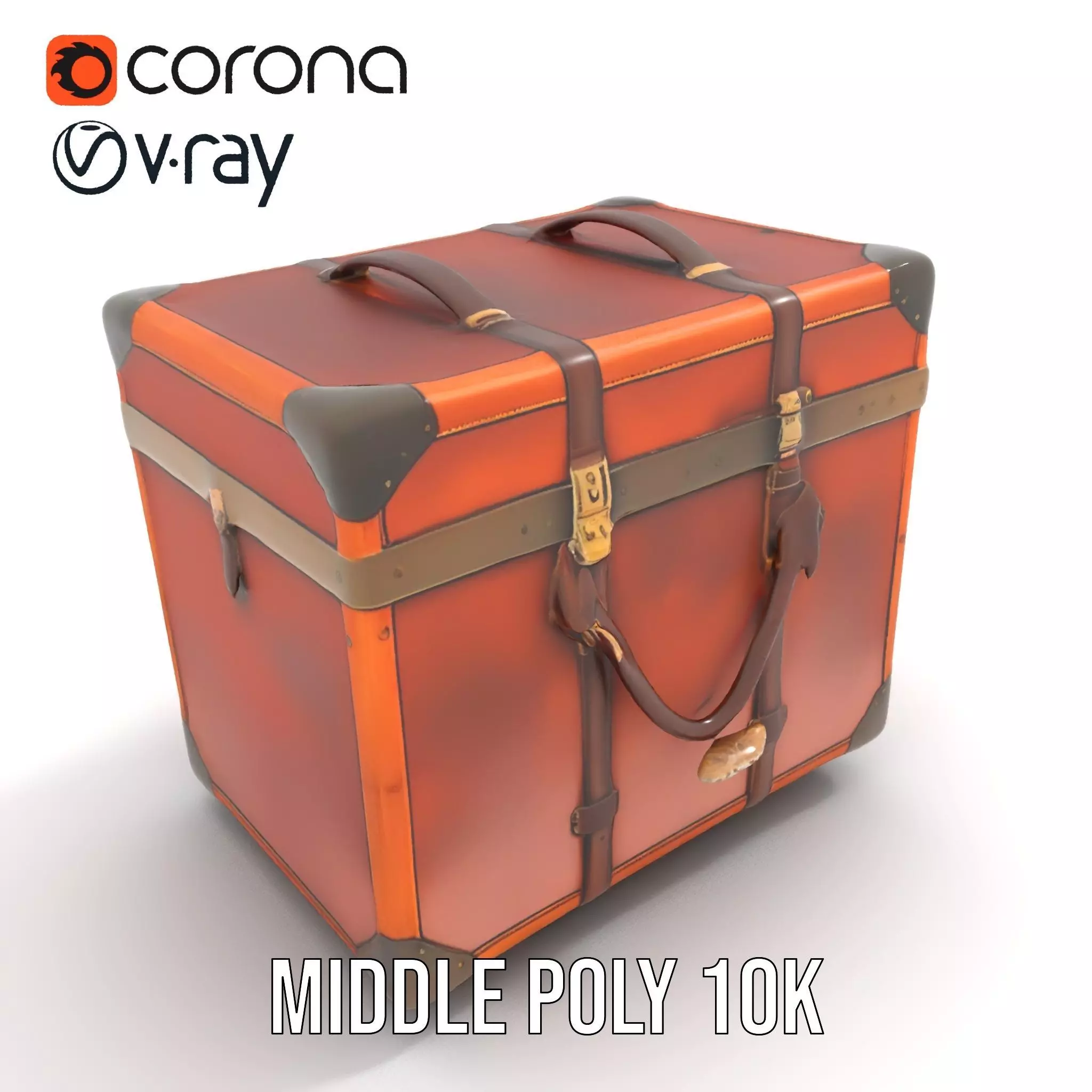 Vintage Leather Trunk model pack Low-poly 3D model_11