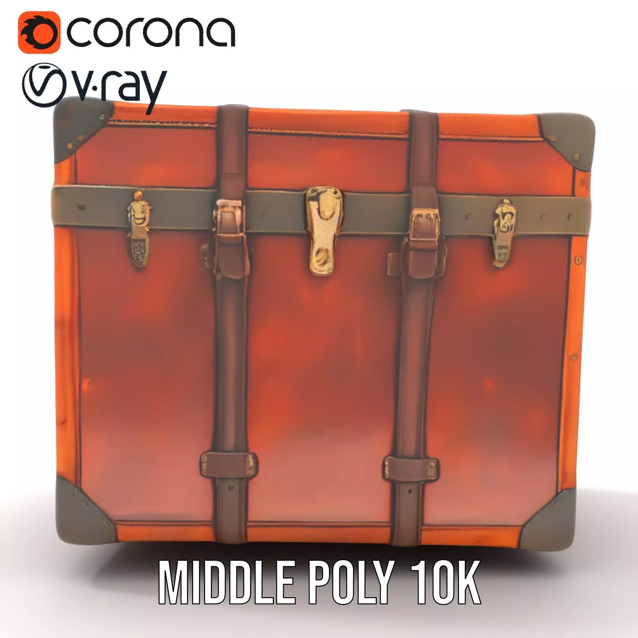 Vintage Leather Trunk model pack Low-poly 3D model_13