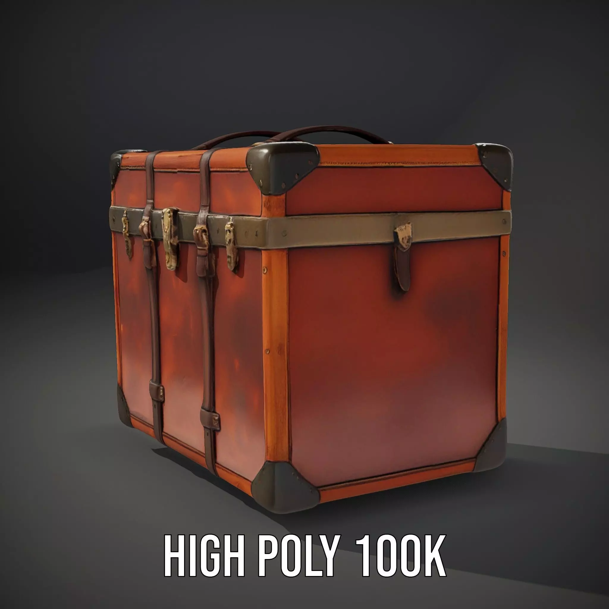 Vintage Leather Trunk model pack Low-poly 3D model_10