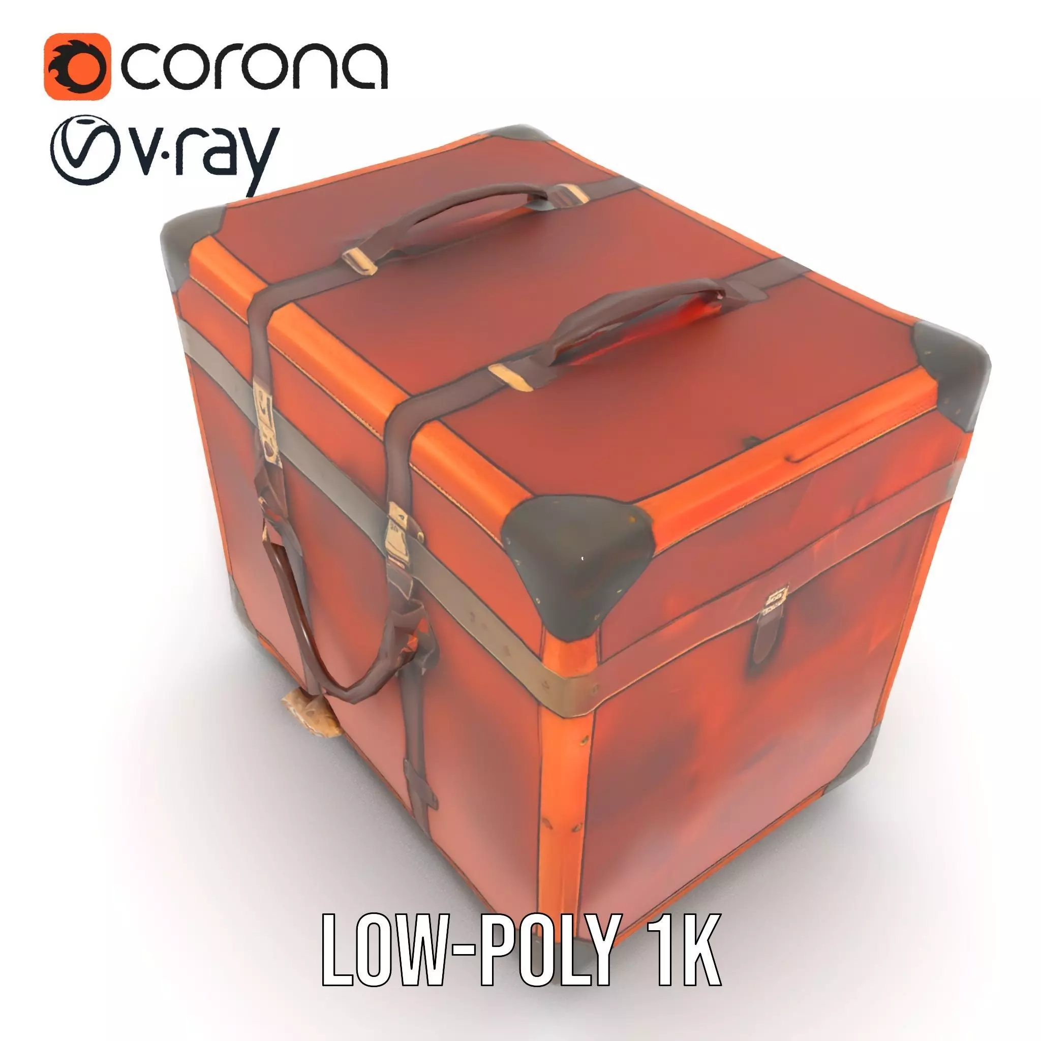 Vintage Leather Trunk model pack Low-poly 3D model_16