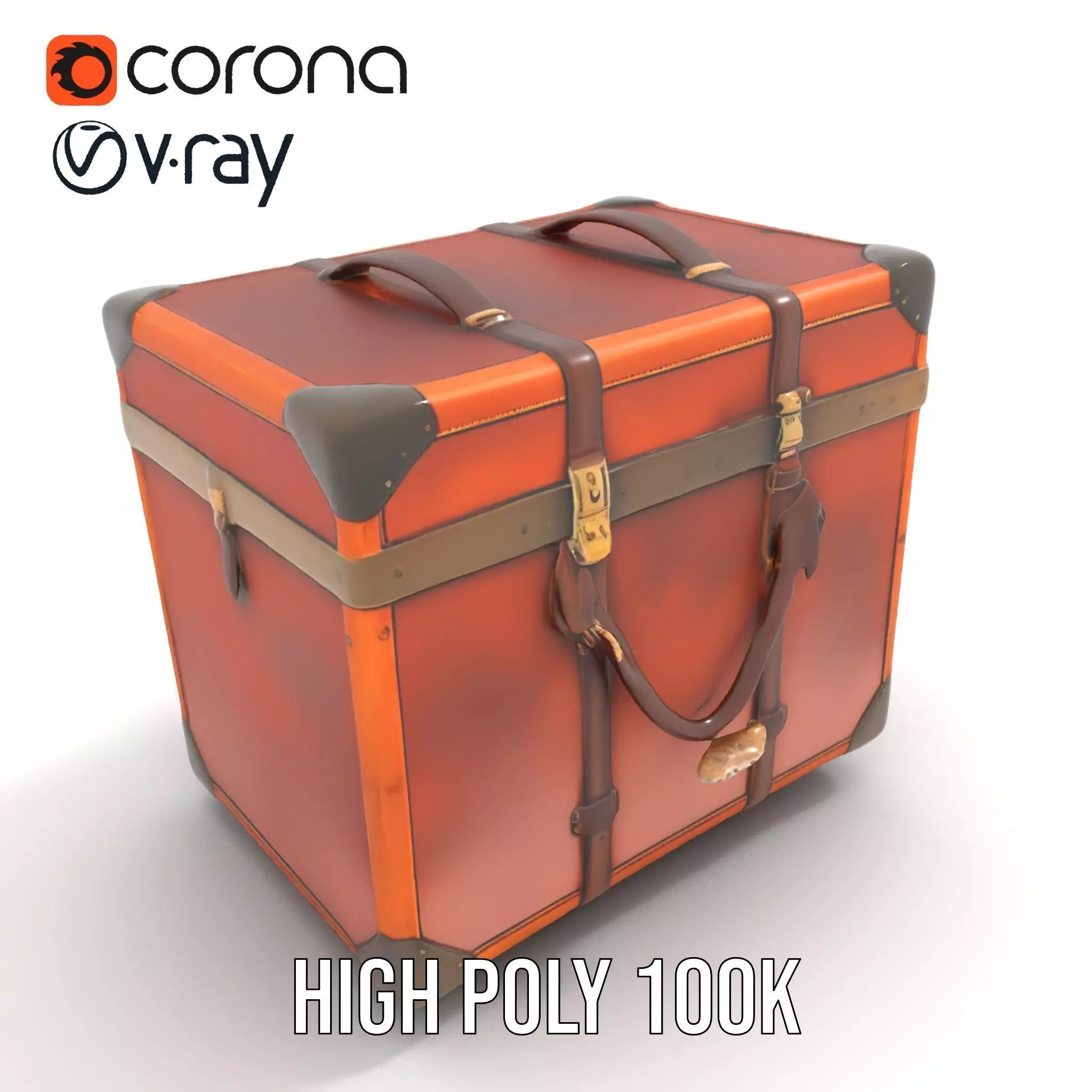 Vintage Leather Trunk model pack Low-poly 3D model_20