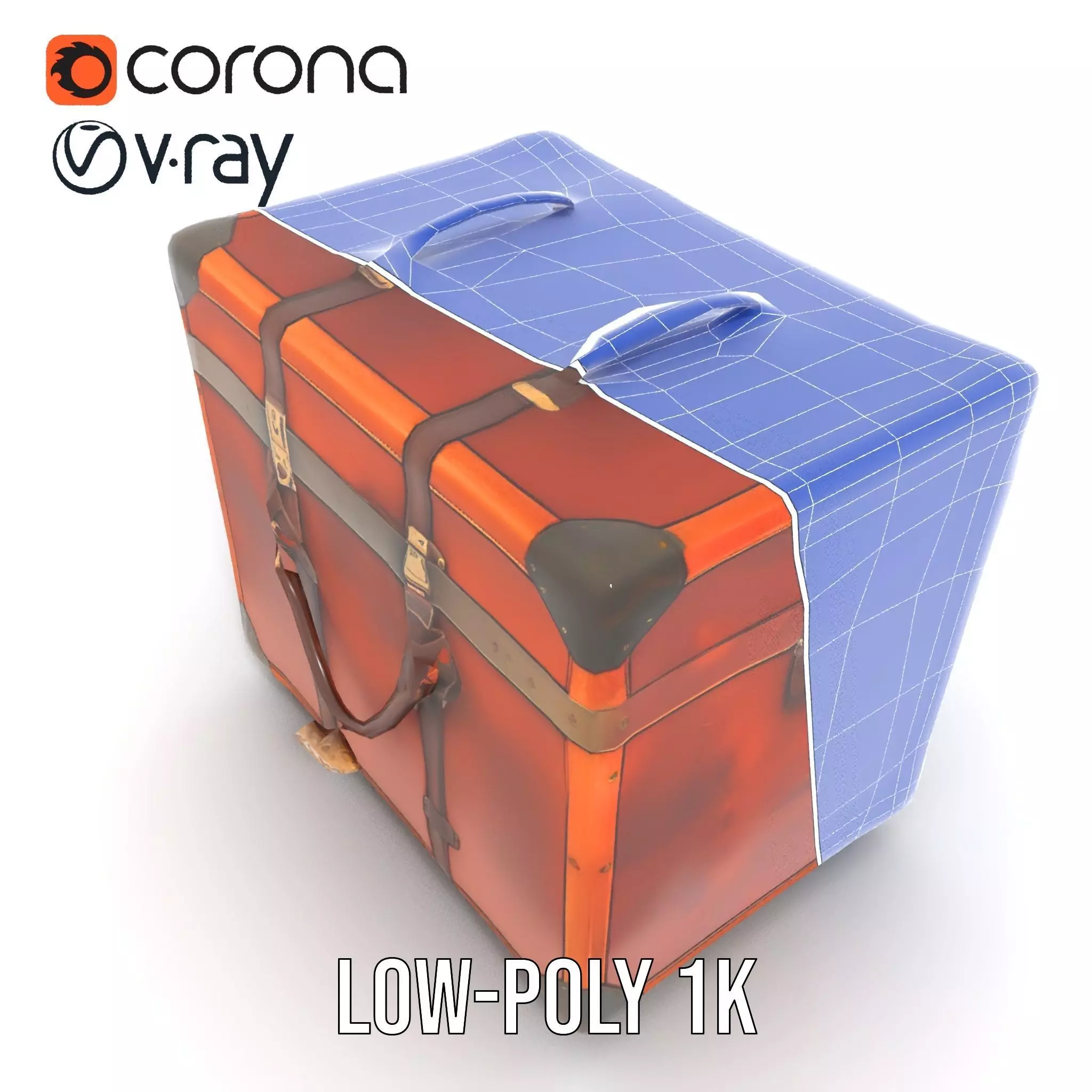 Vintage Leather Trunk model pack Low-poly 3D model_30